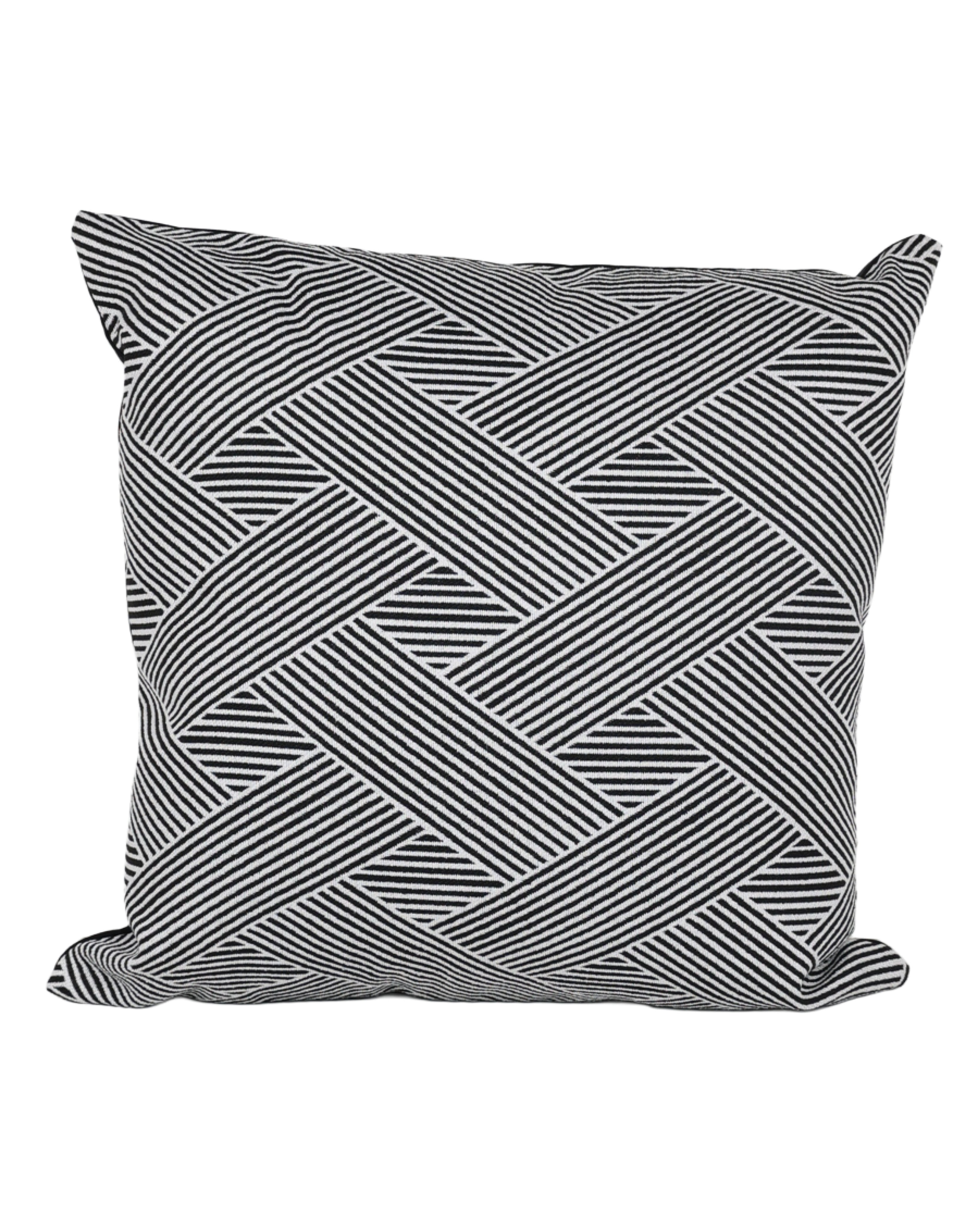 Black Mantra Patterned Striped Cushion