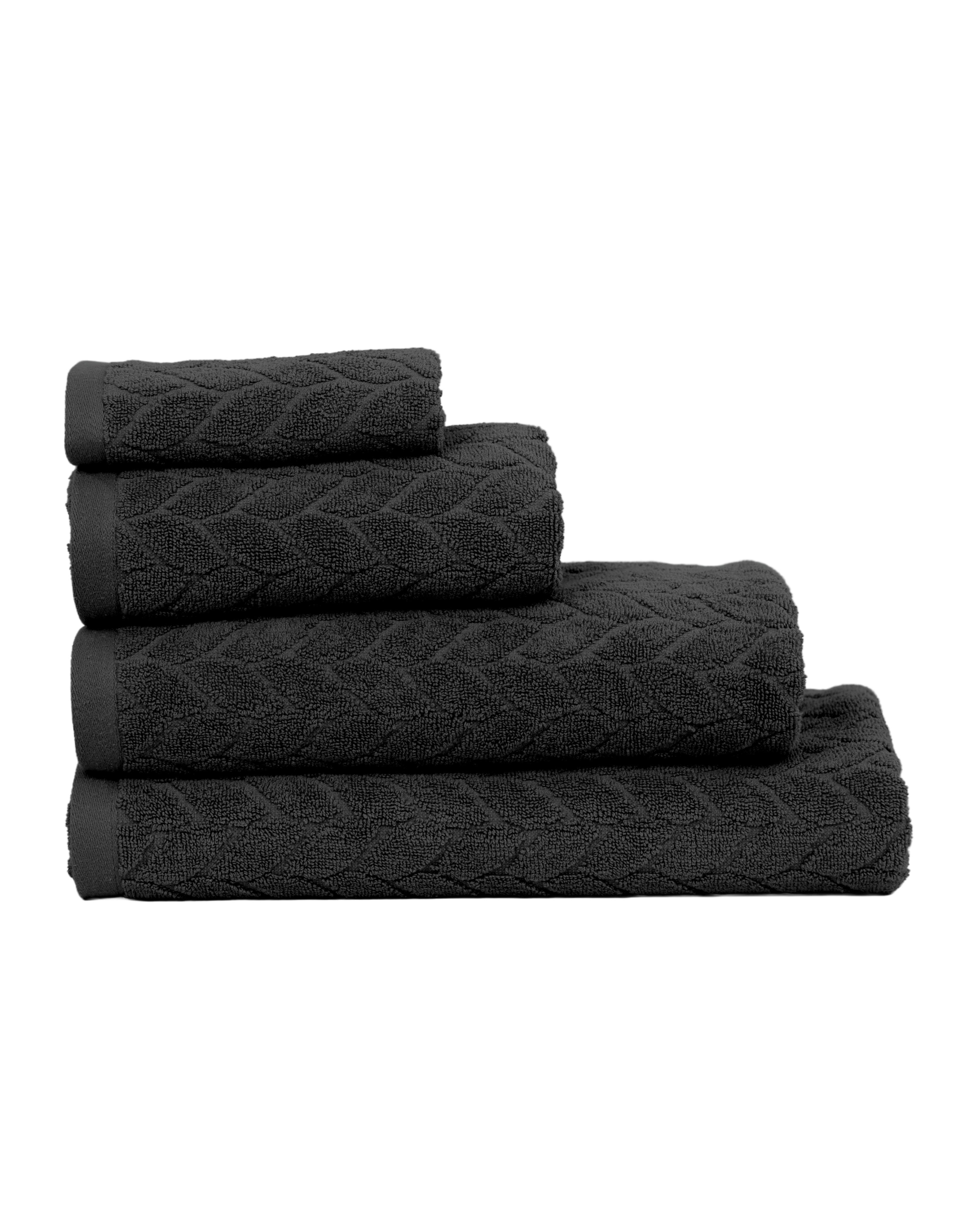 Grey Jacquard Leaf Cotton Guest Towel