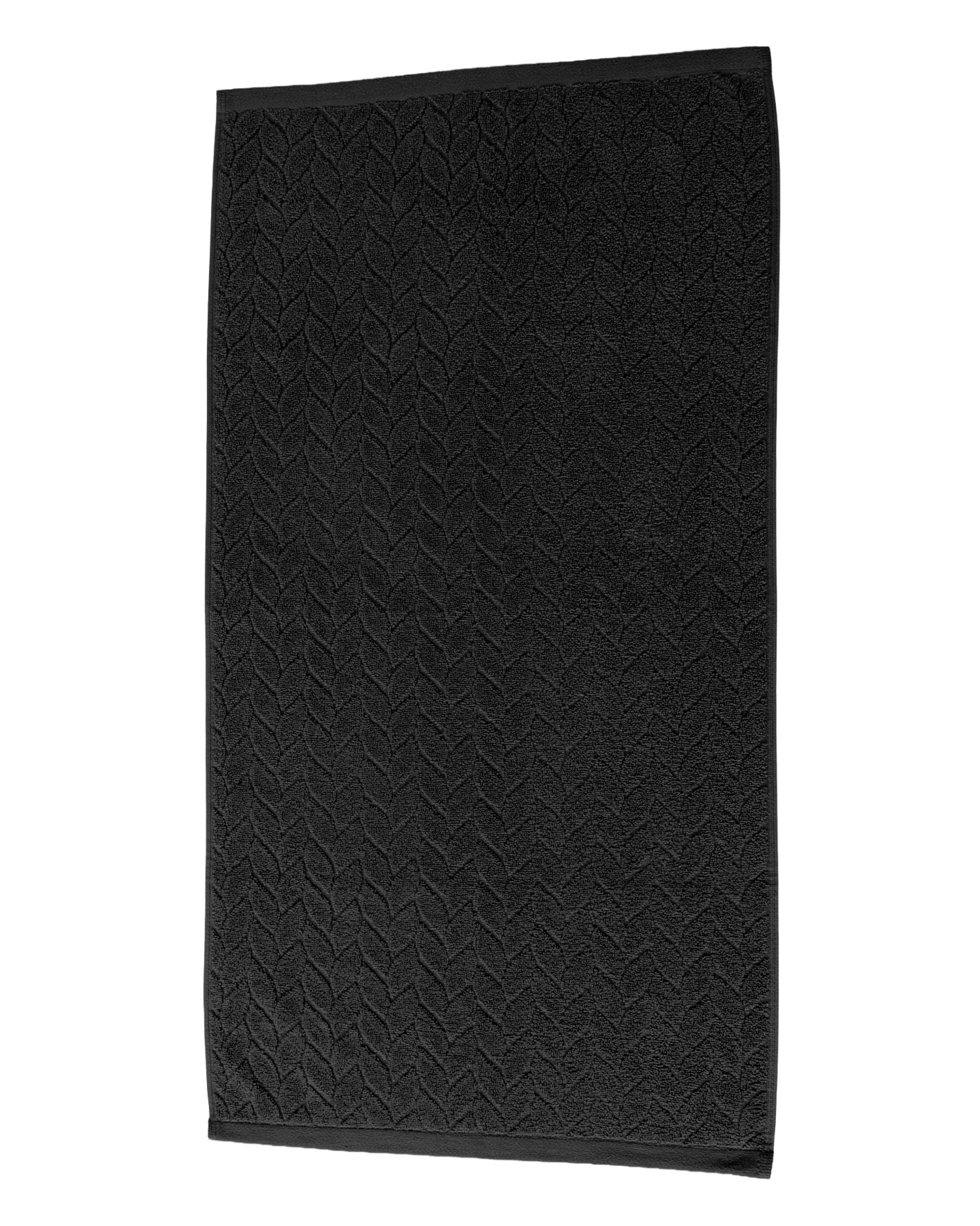 Grey Jacquard Leaf Cotton Guest Towel