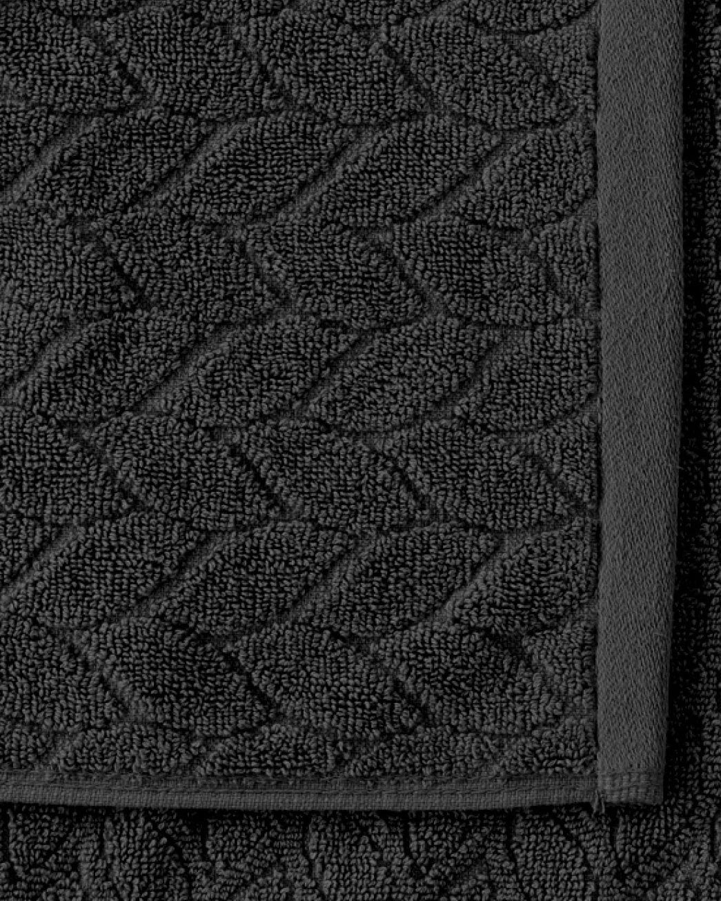 Grey Jacquard Leaf Cotton Guest Towel