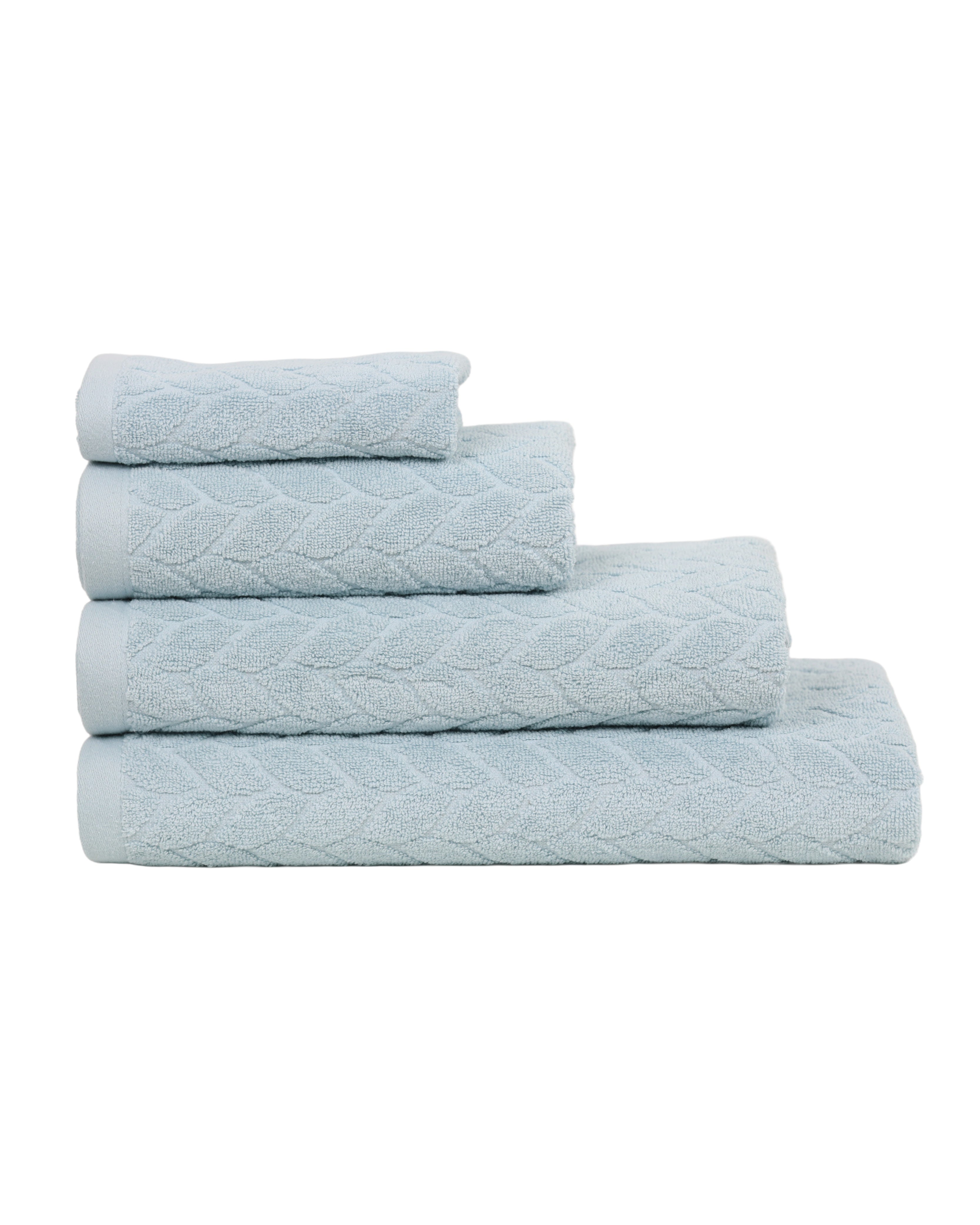 Duck Egg Jacquard Leaf Cotton Guest Towel