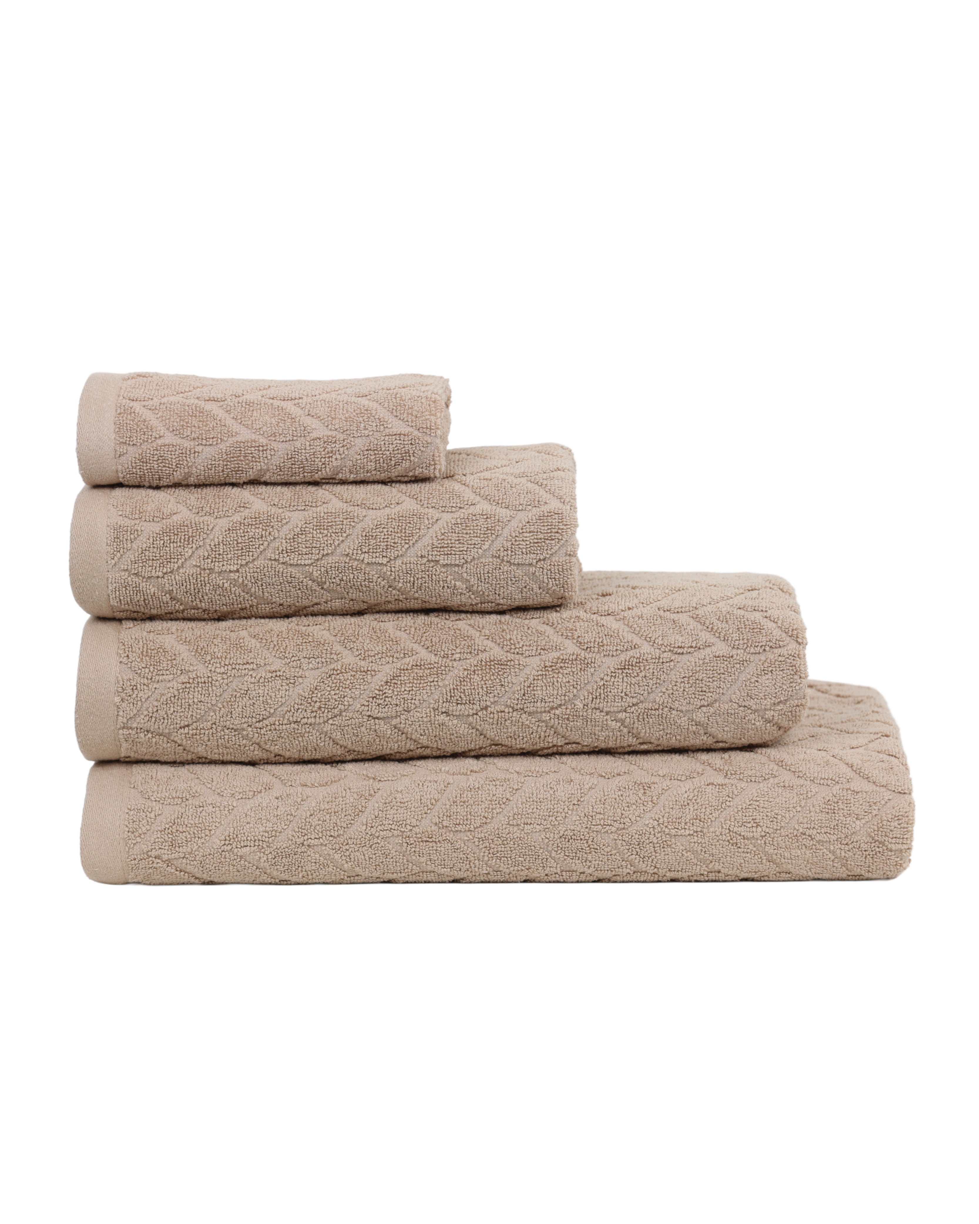 Blush Jacquard Leaf Cotton Guest Towel