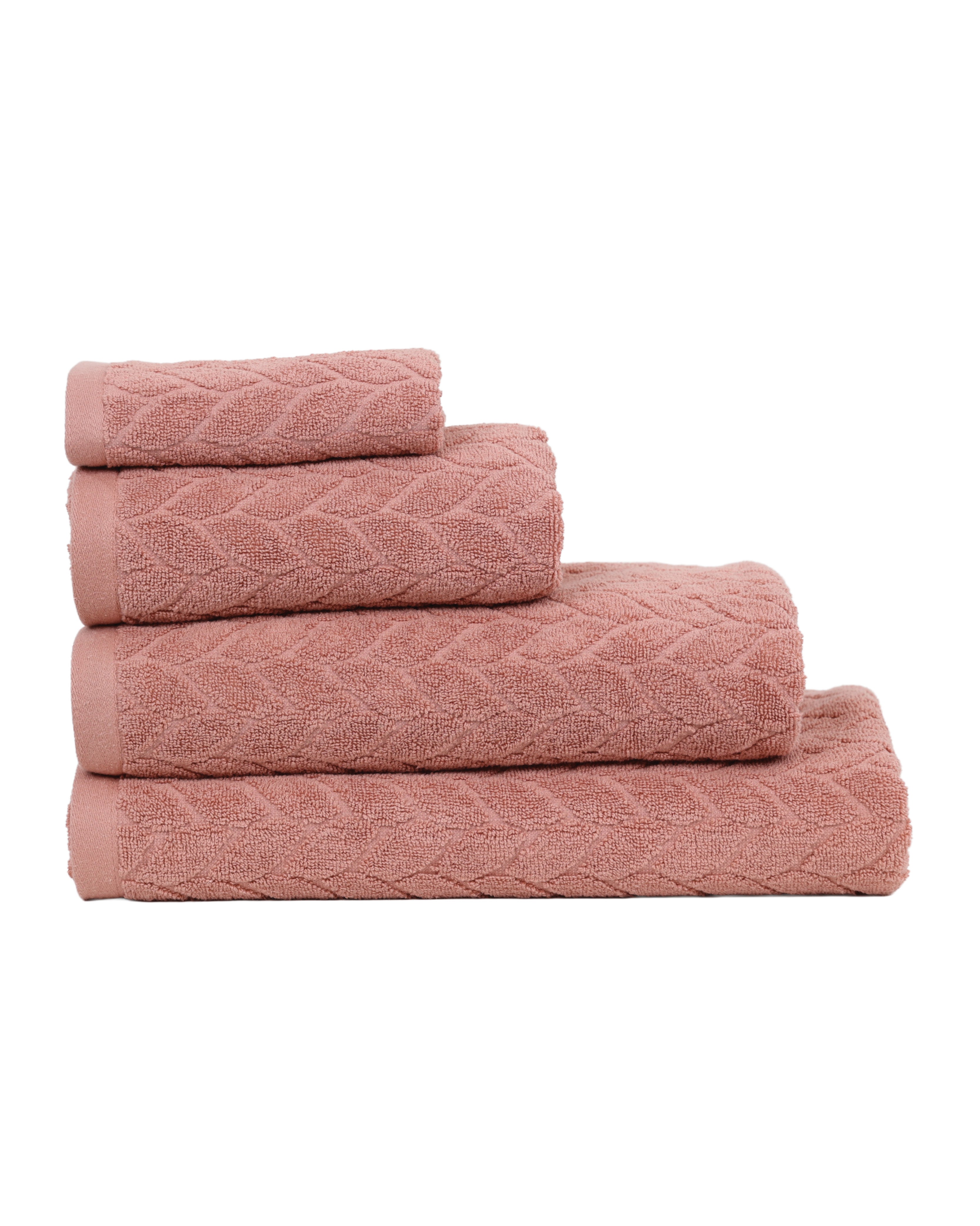 Blush Jacquard Leaf Cotton Guest Towel