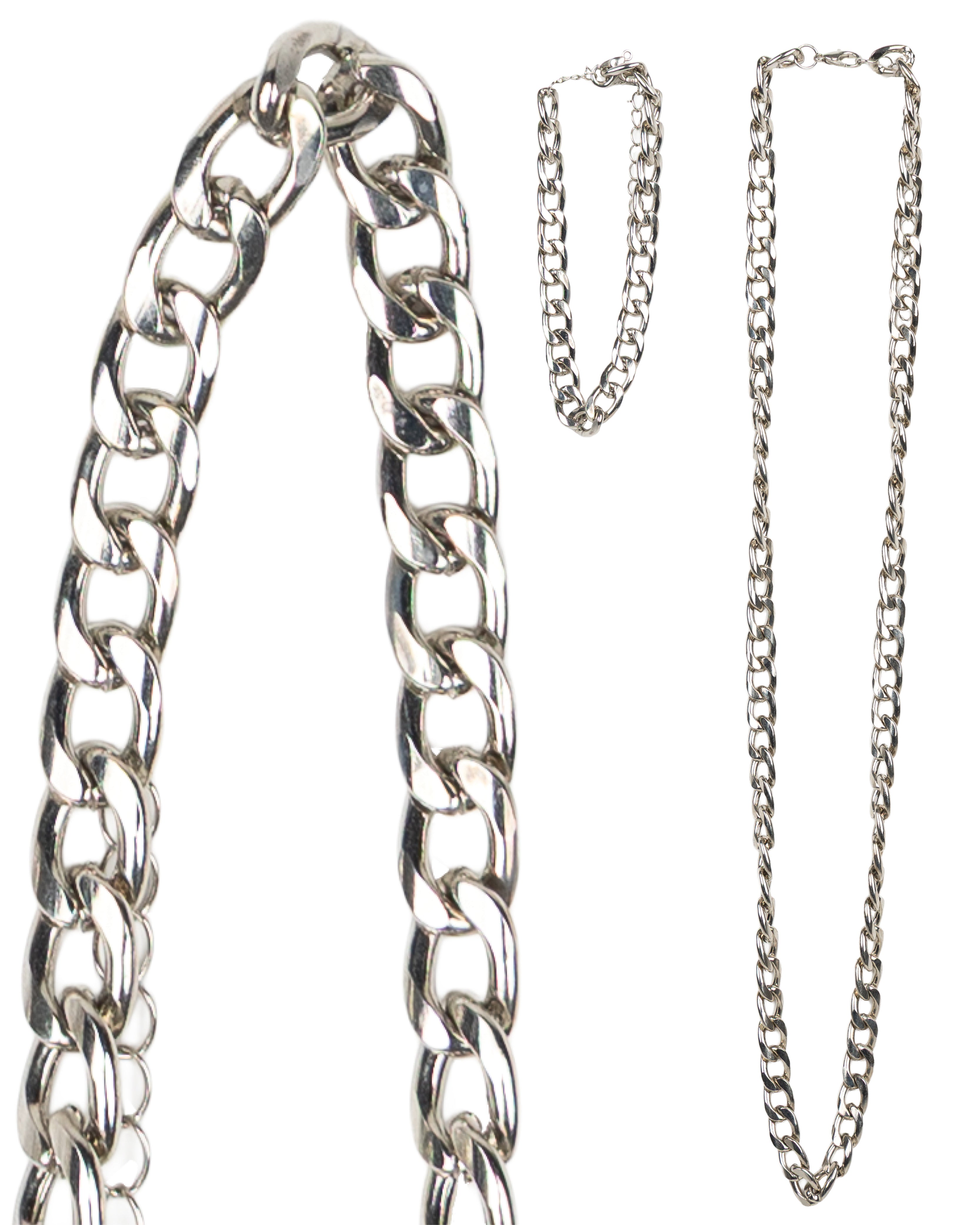 Men's Silver Chunky Necklace & Bracelet Combo