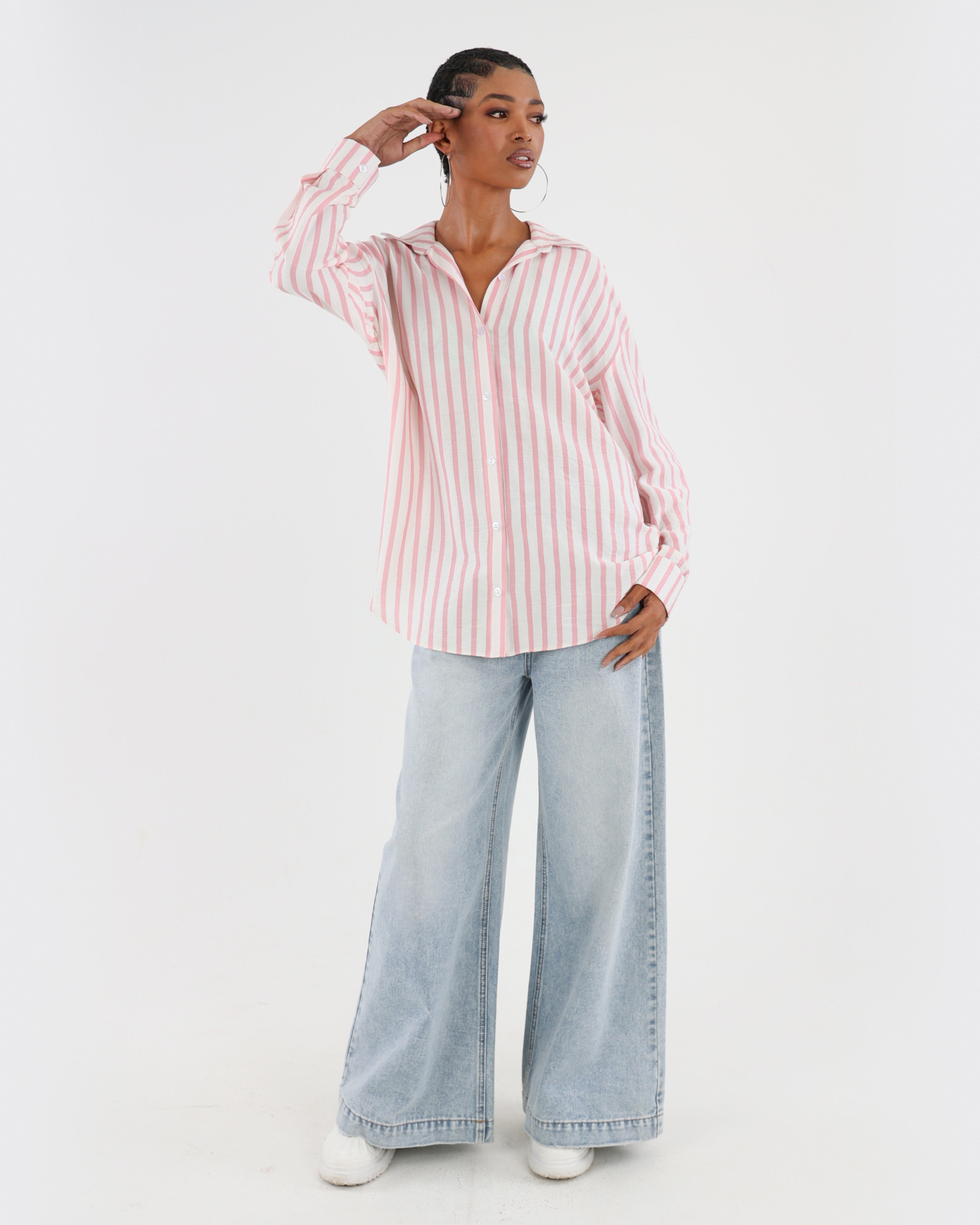 Blush Long Sleeve Stripe Button Up Shirt