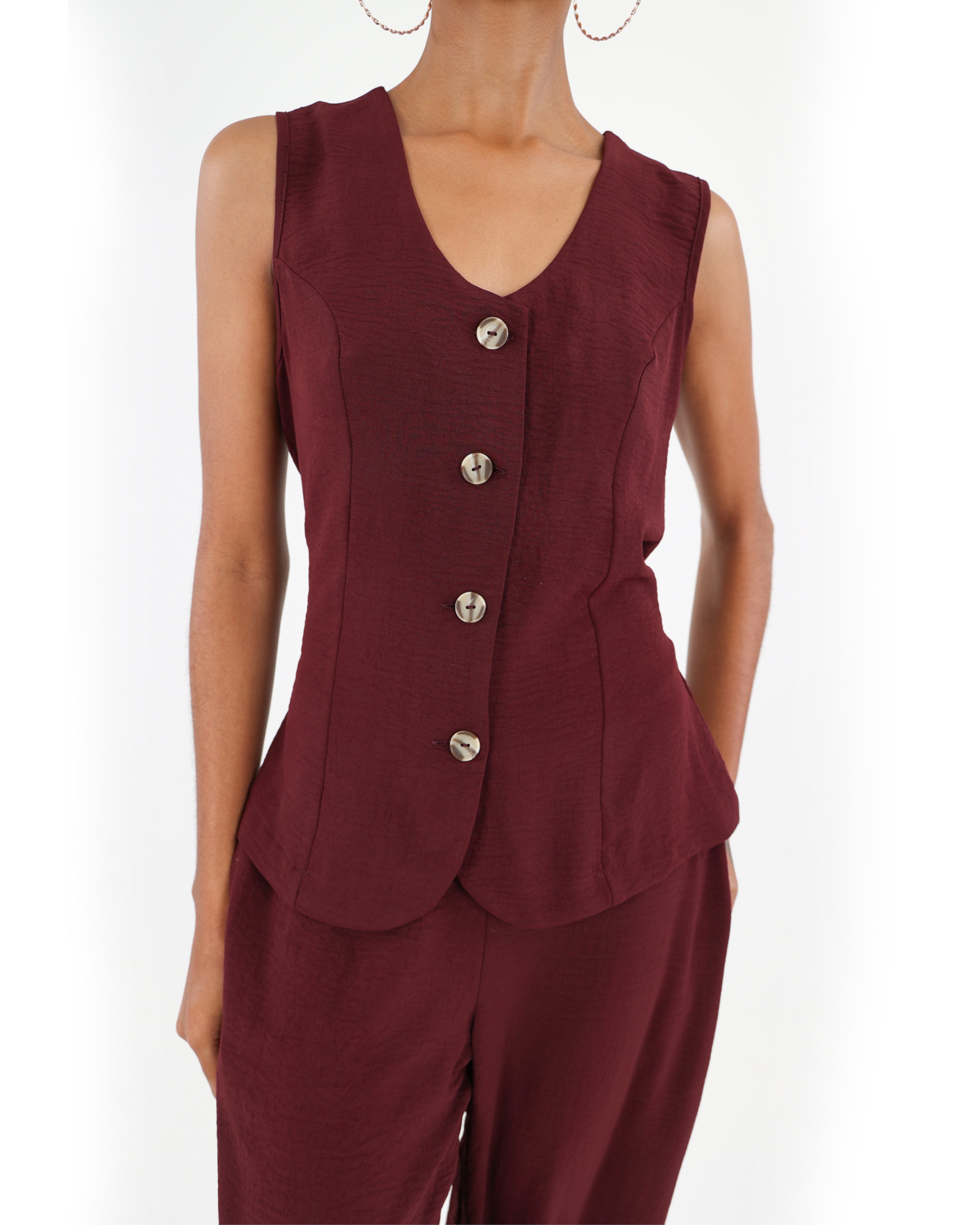 Sleeveless Button Up Waistcoat