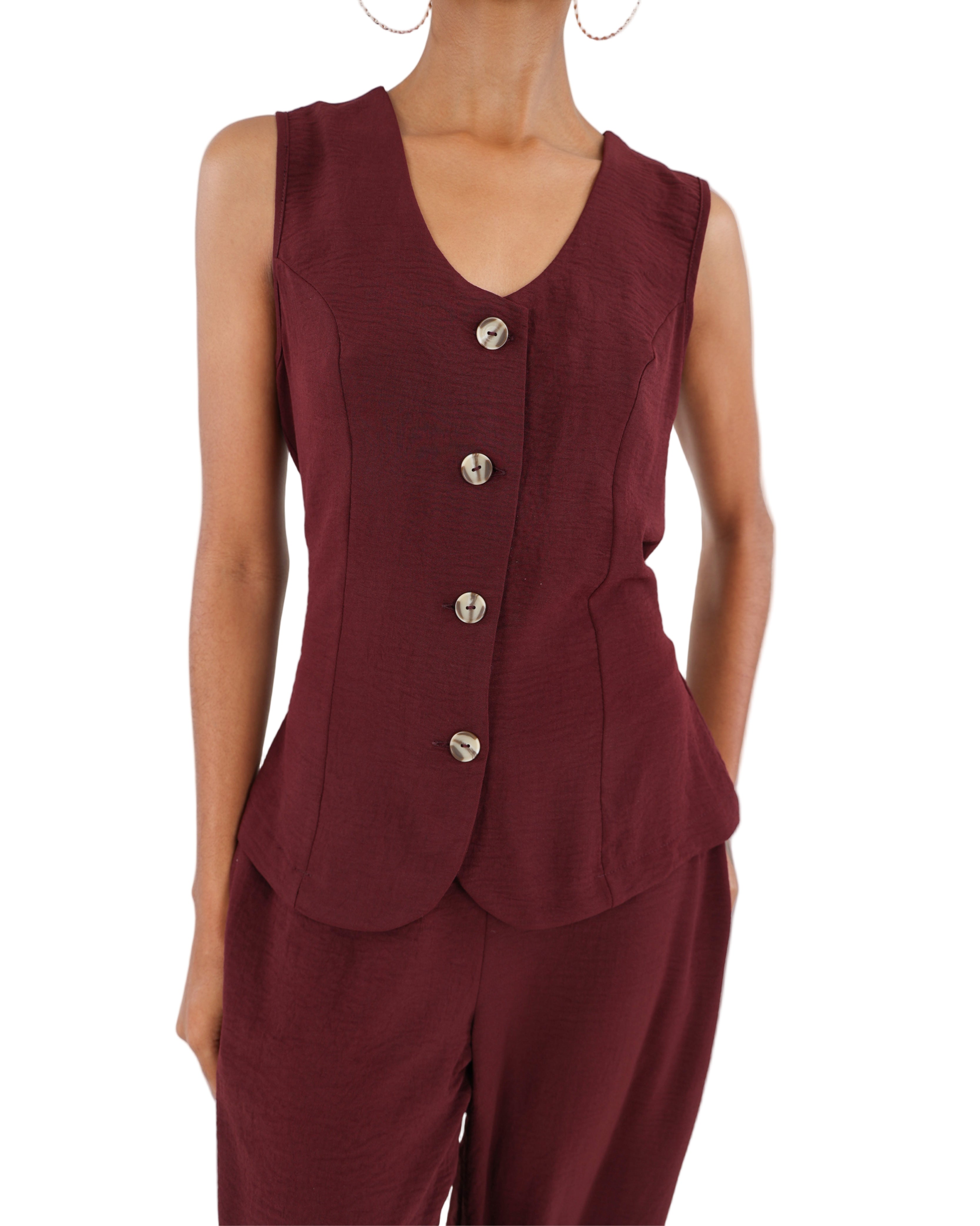 Sleeveless Button Up Waistcoat