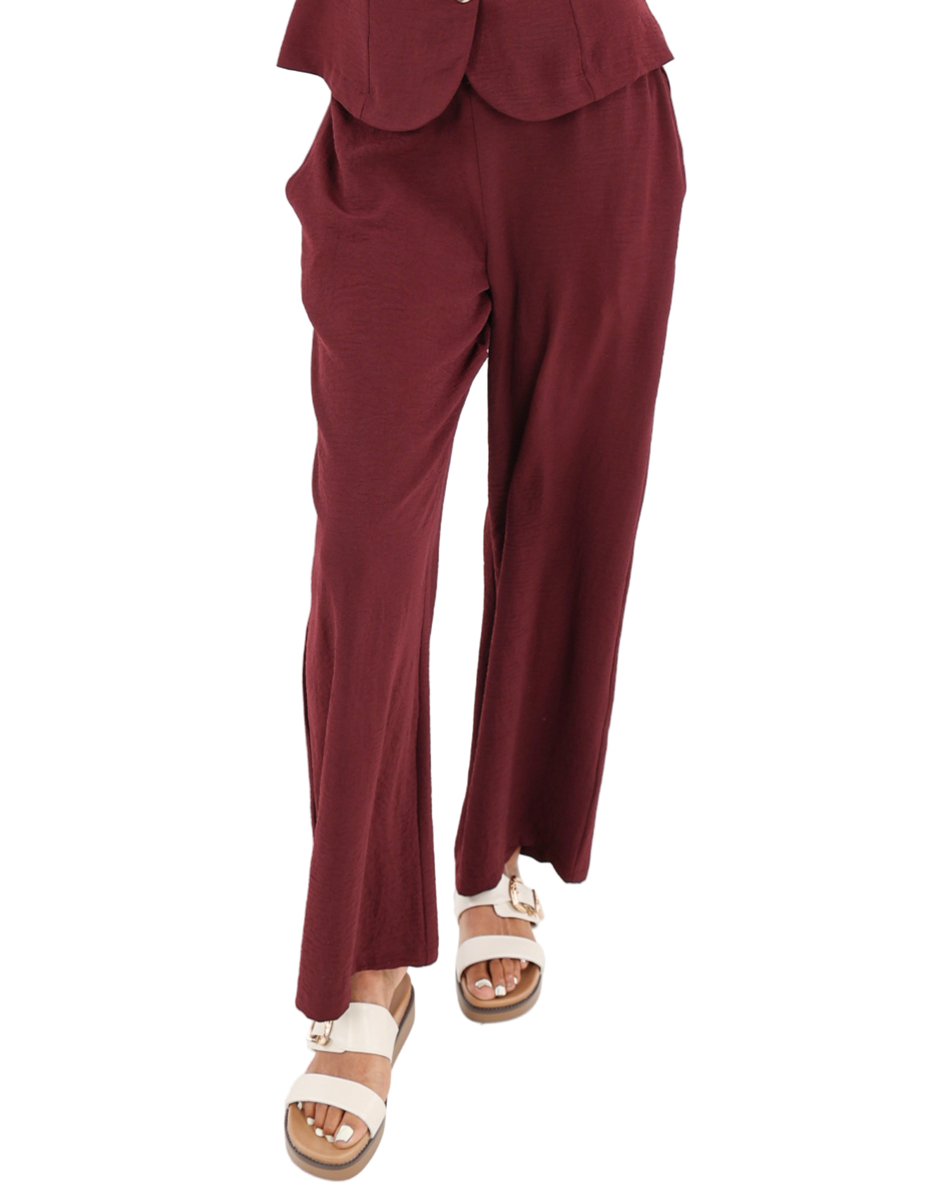 Wide Leg Culottes Pull Up Pants