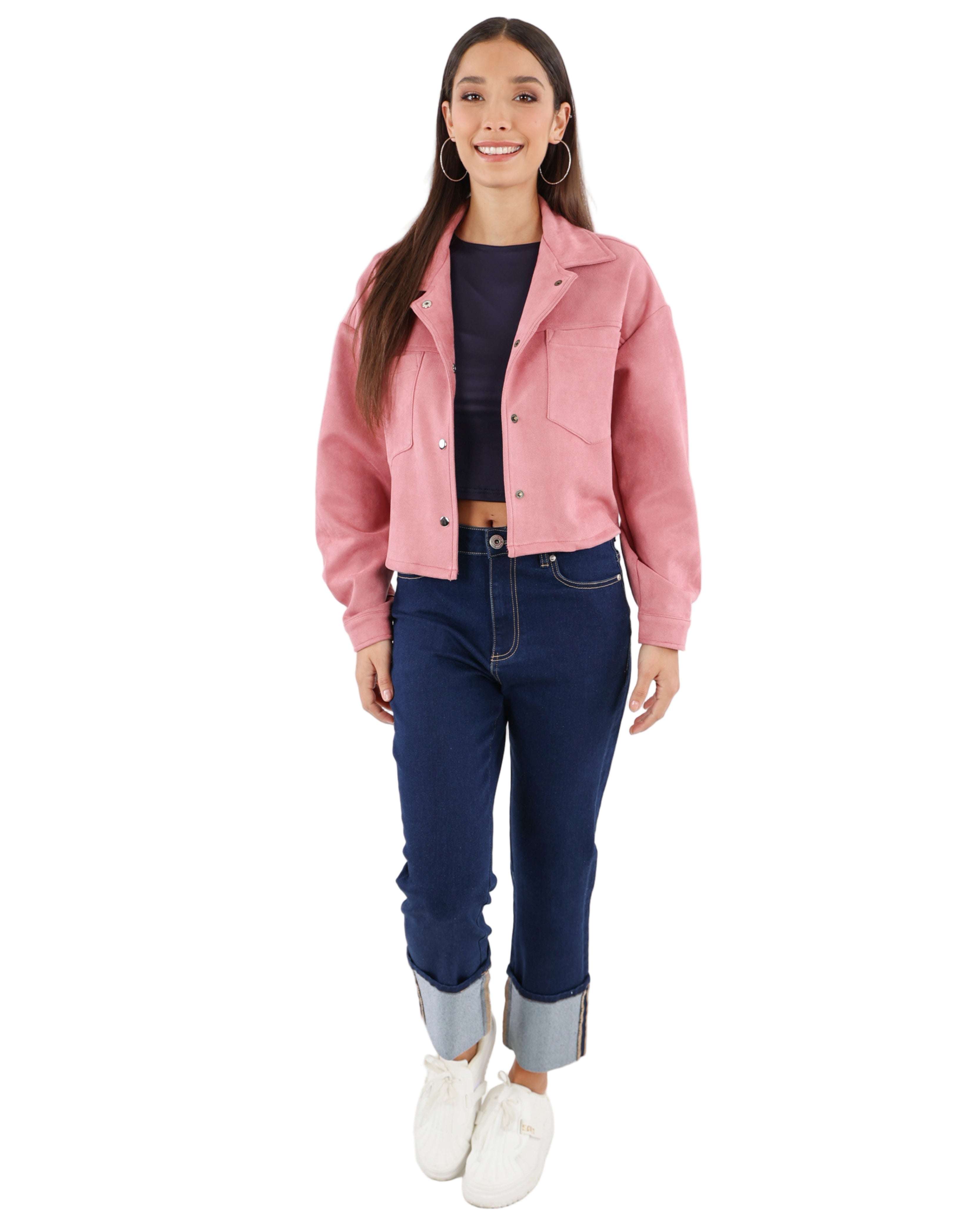 Blush Faux Suede Crop Shacket
