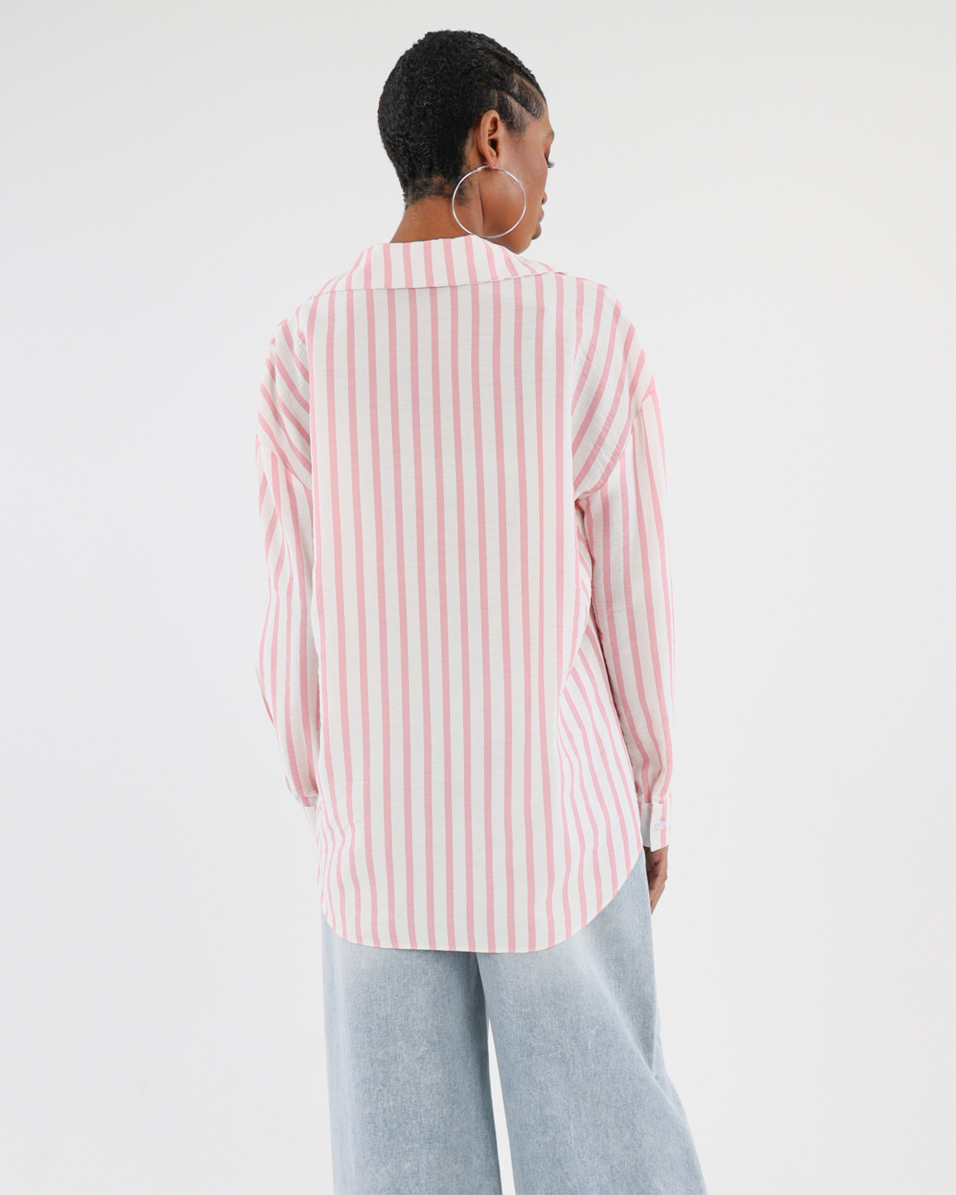 Blush Long Sleeve Stripe Button Up Shirt