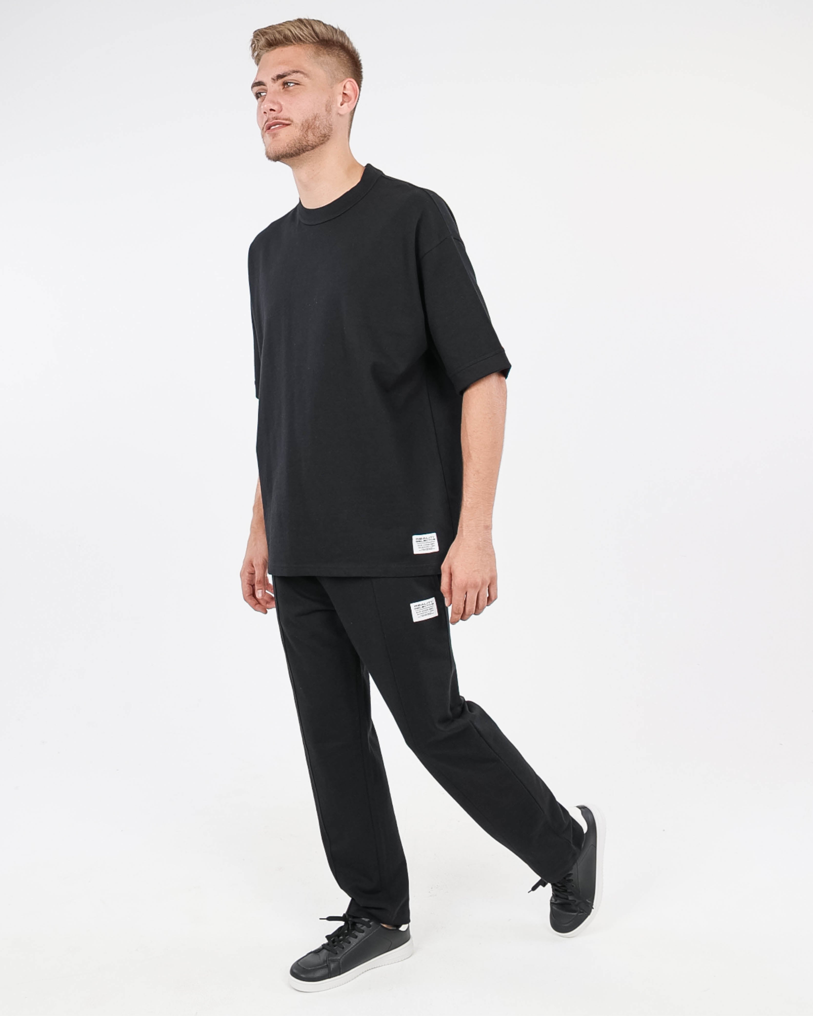 Black Short Sleeve Fleece T-Shirt