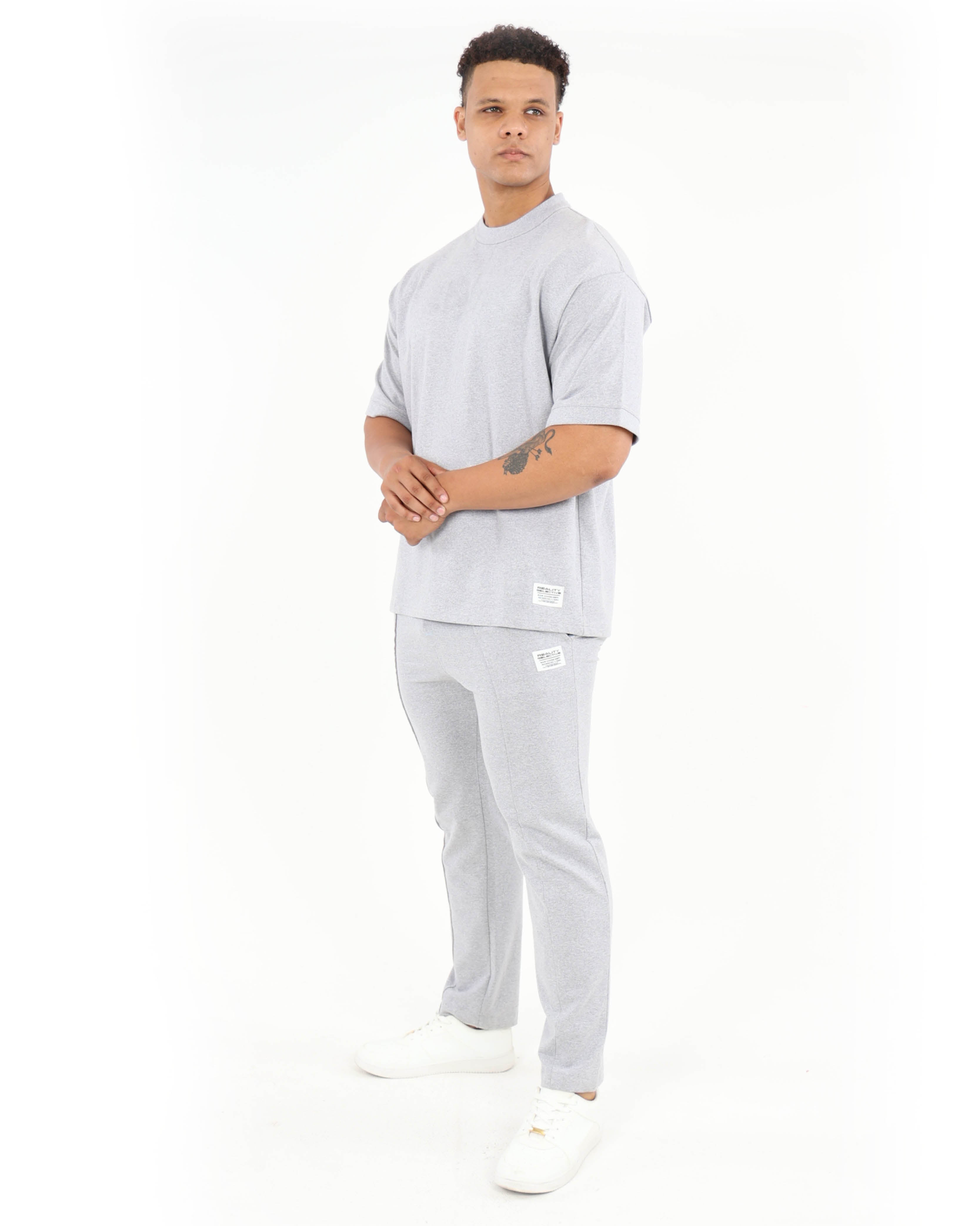 Grey Pin Tuck Joggers