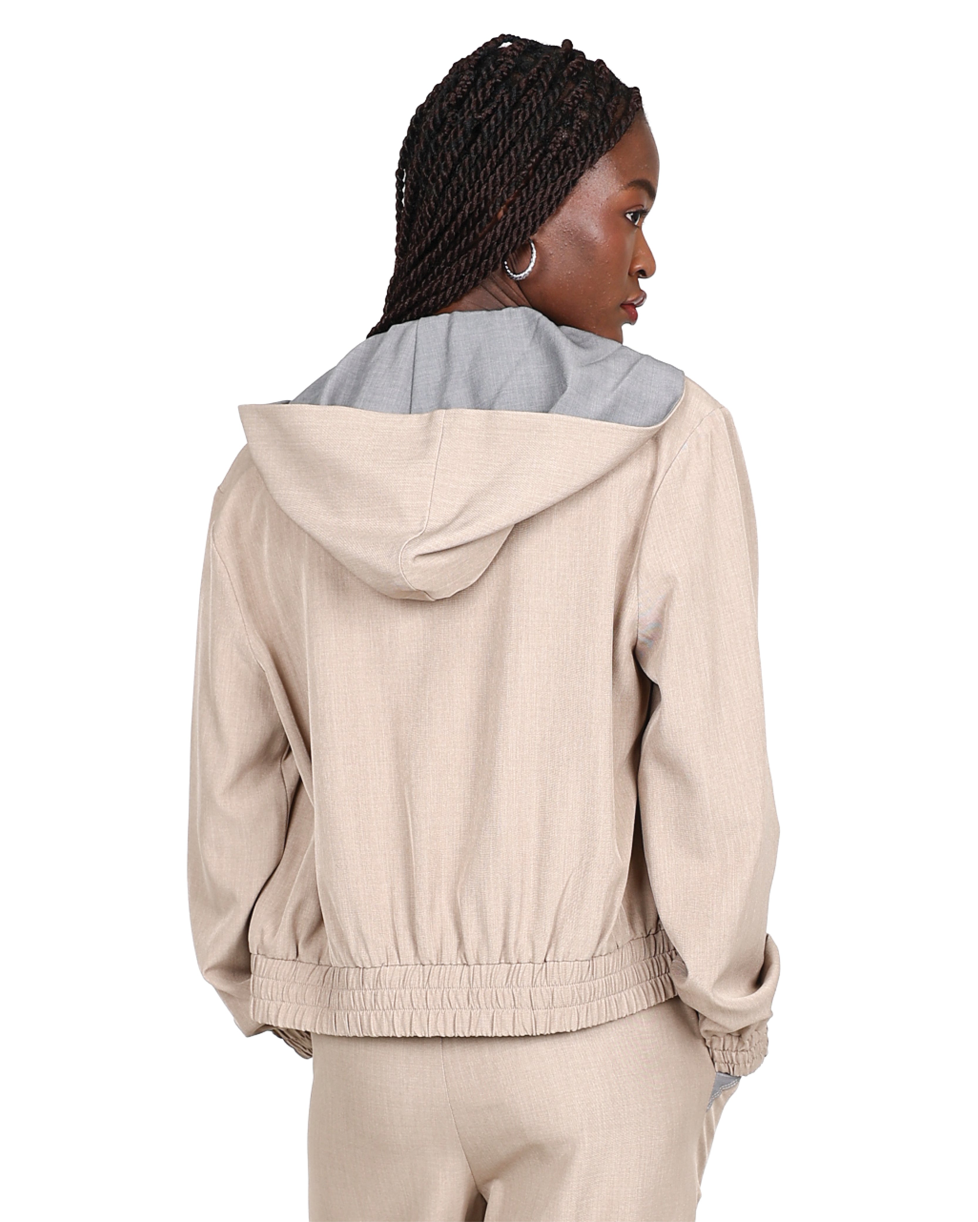 Contrast Trim Colour Zip-Up Hoodie