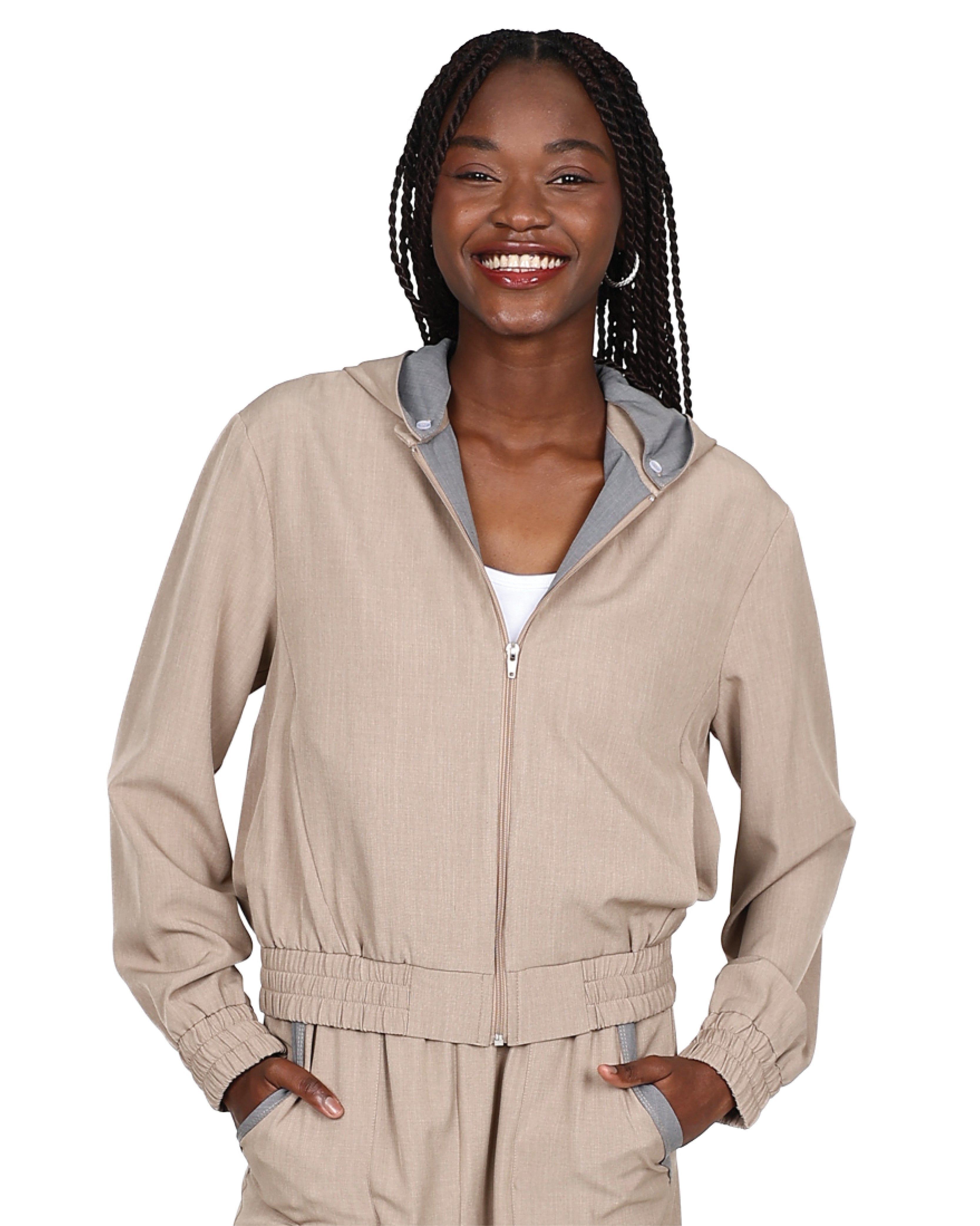 Contrast Trim Colour Zip-Up Hoodie