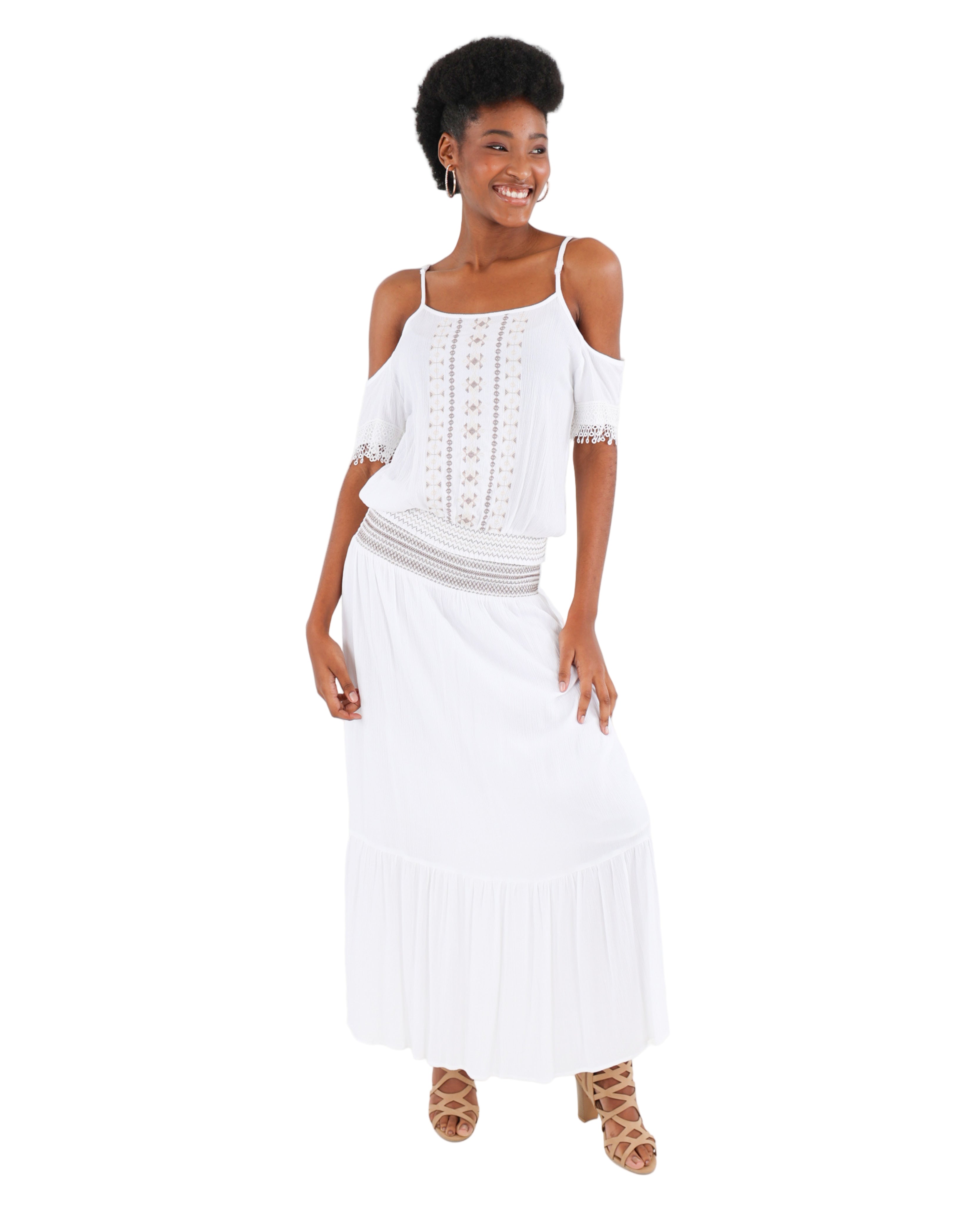 Drop Sleeve Embroidered Crinkle Blouse