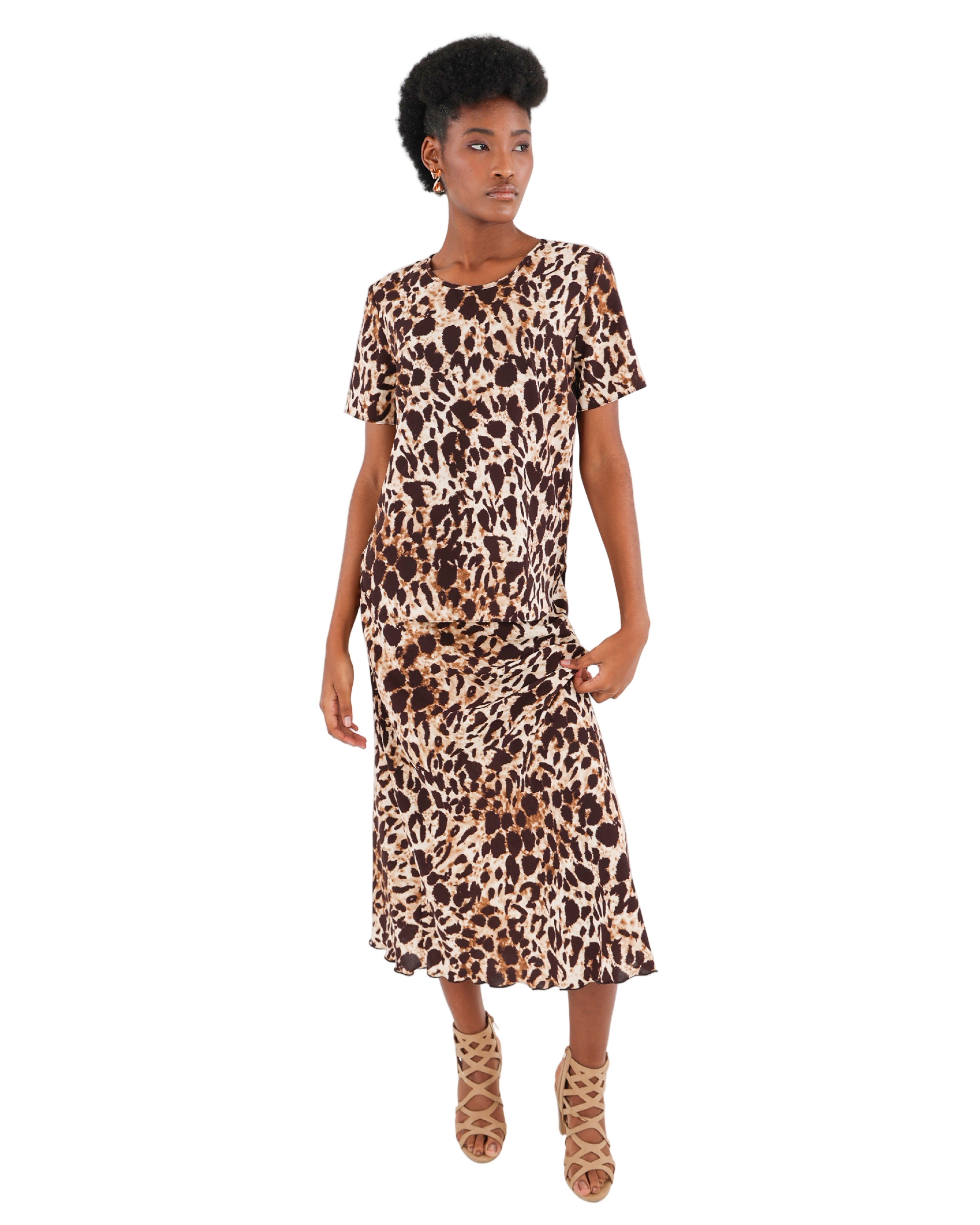 Short Sleeve Leopard Print Blouse