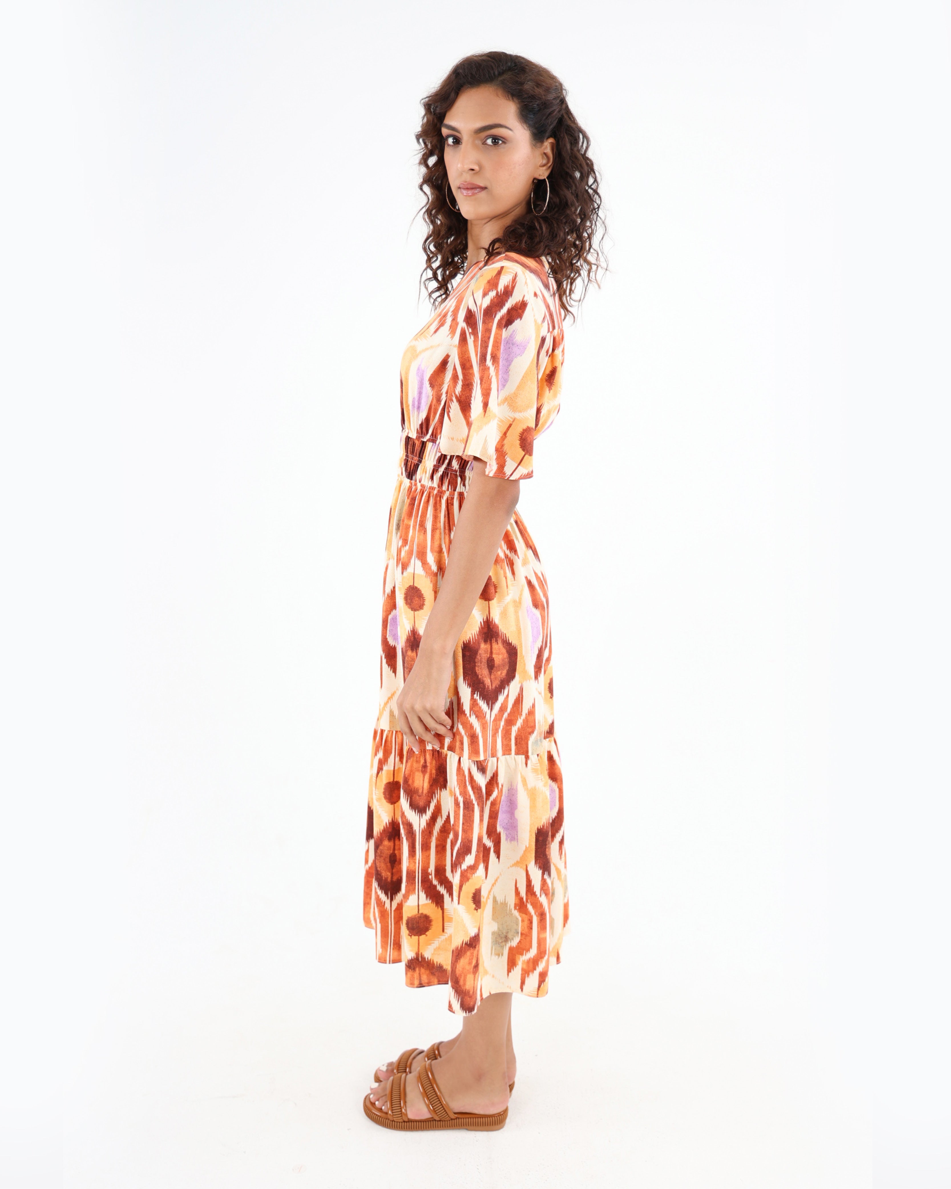 Geometric Print Tiered Maxi Dress