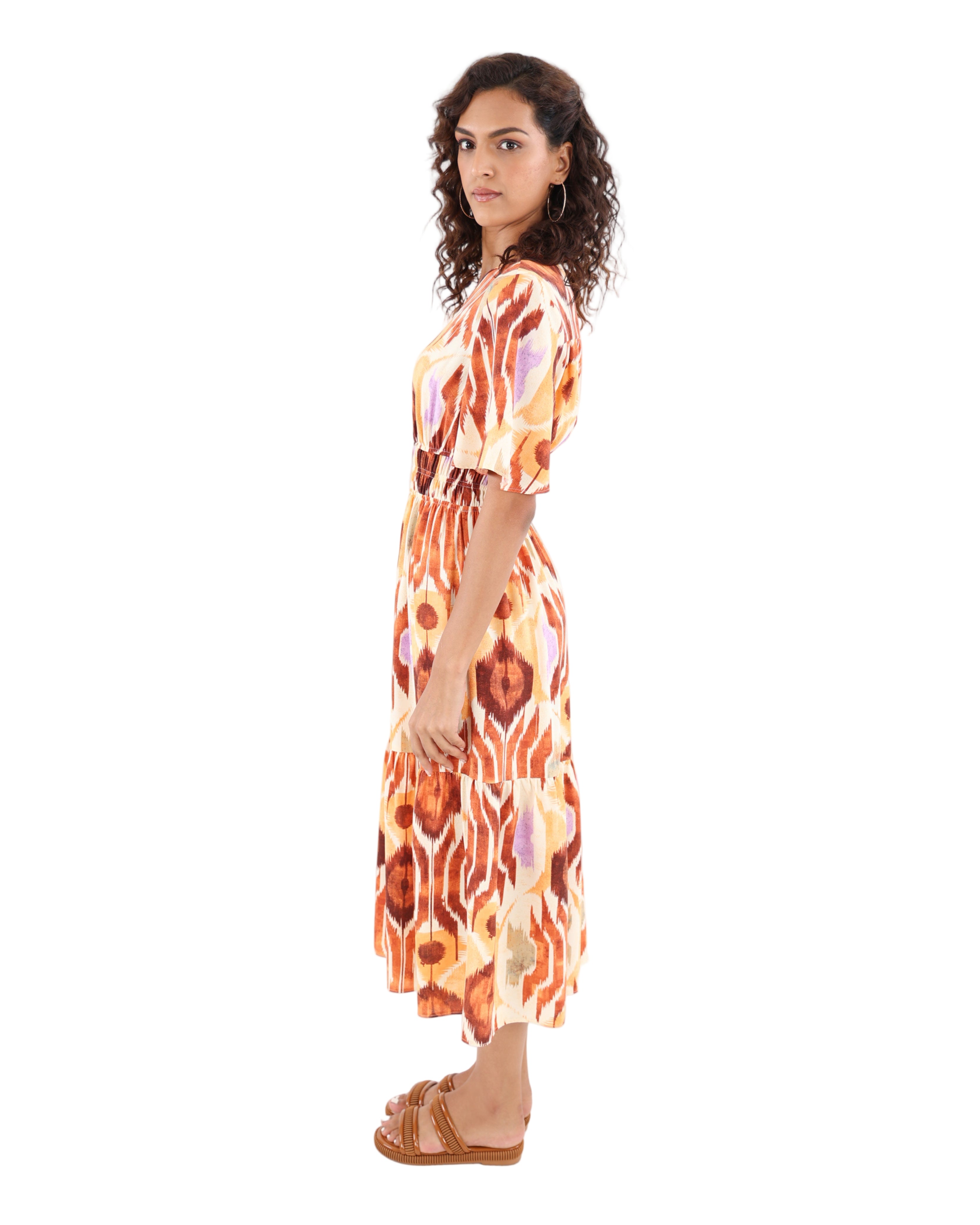Geometric Print Tiered Maxi Dress