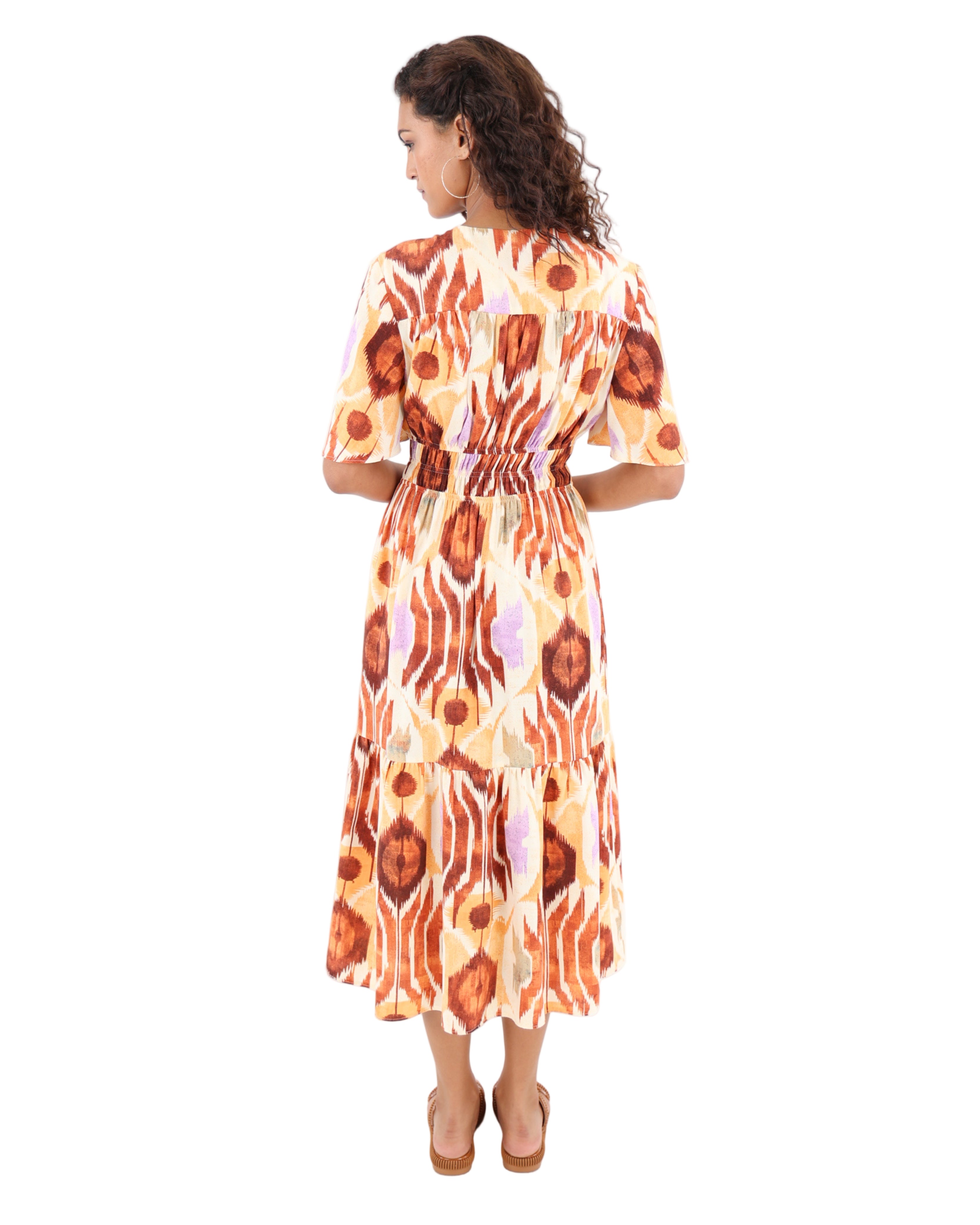 Geometric Print Tiered Maxi Dress