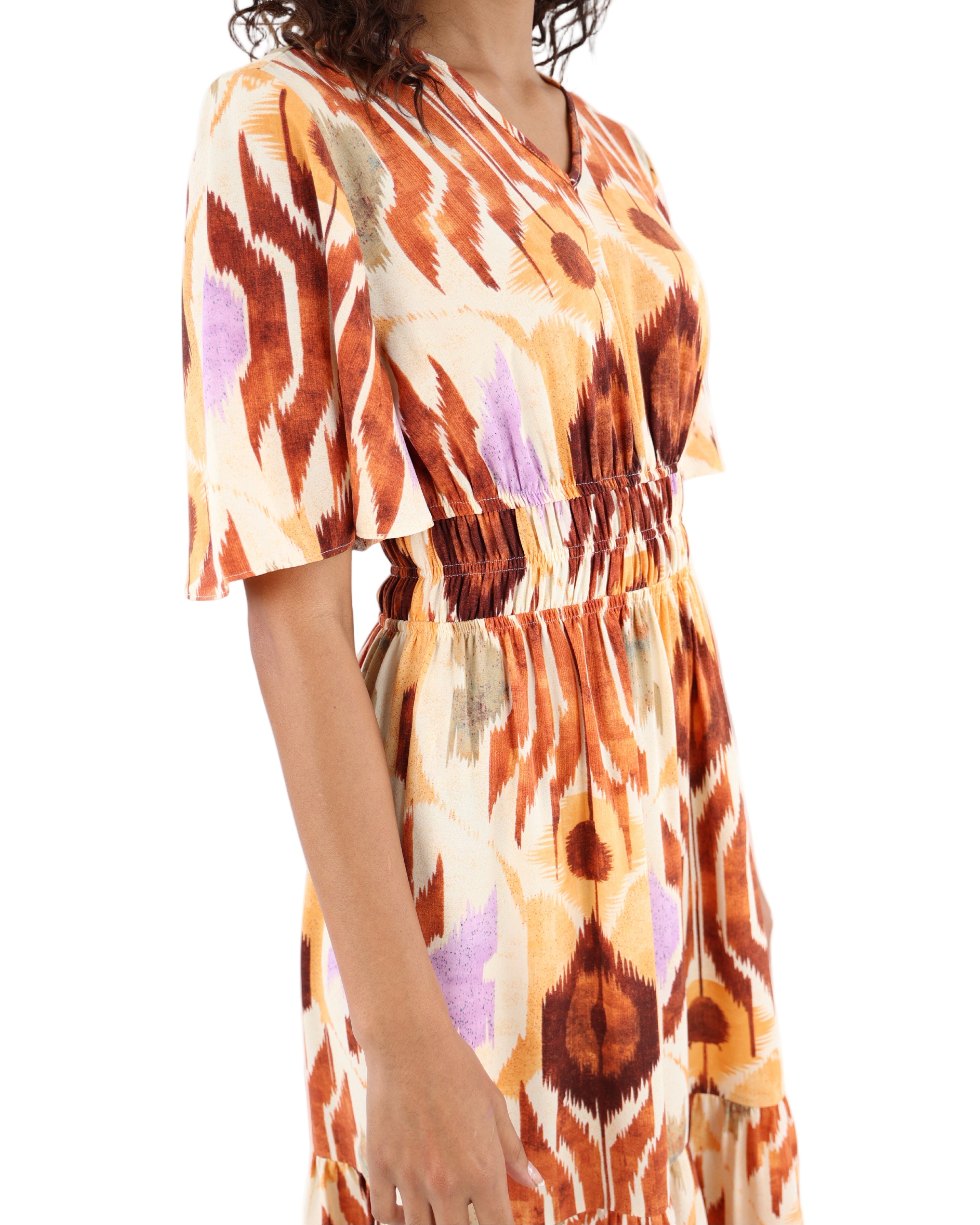 Geometric Print Tiered Maxi Dress