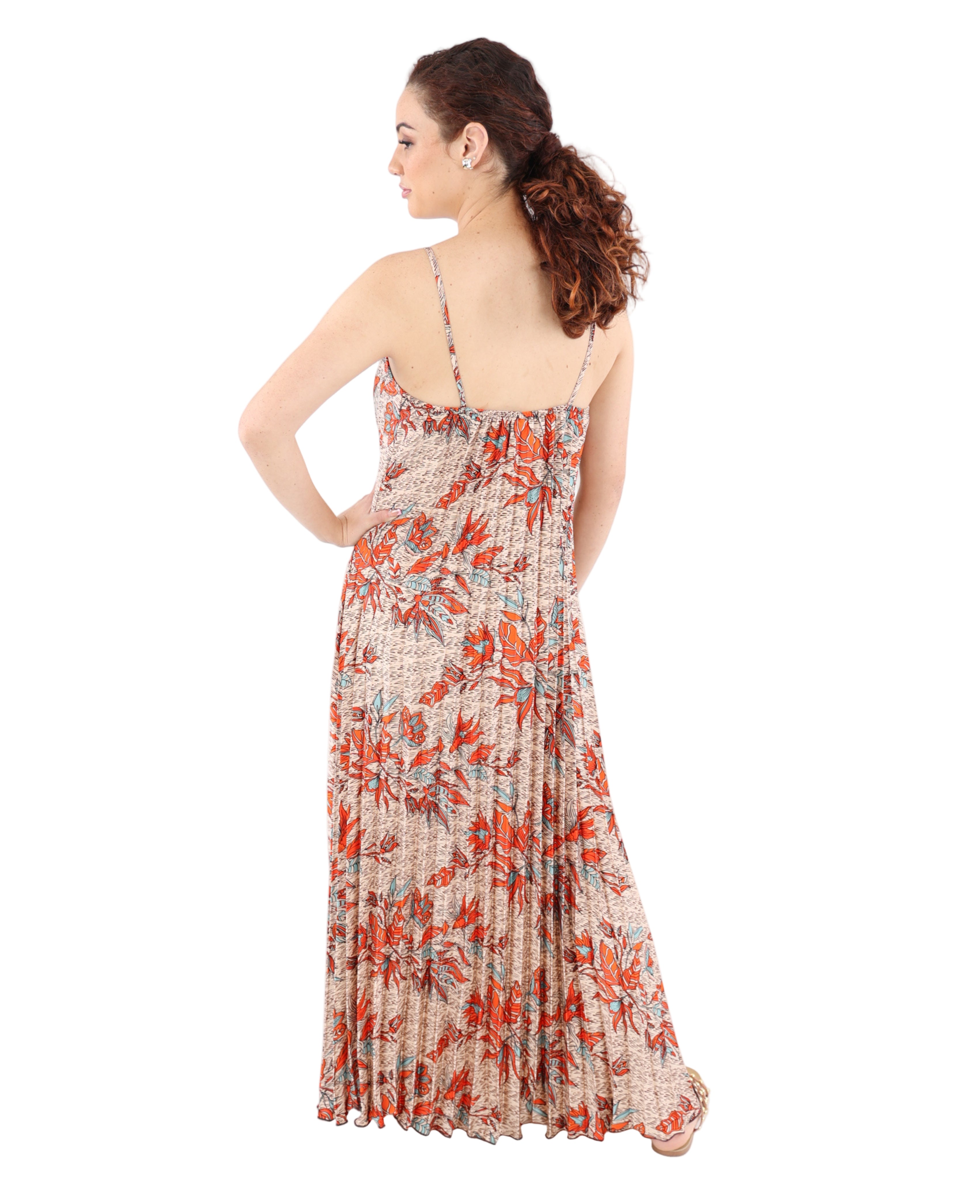 Strappy Pleated Maxi Dress