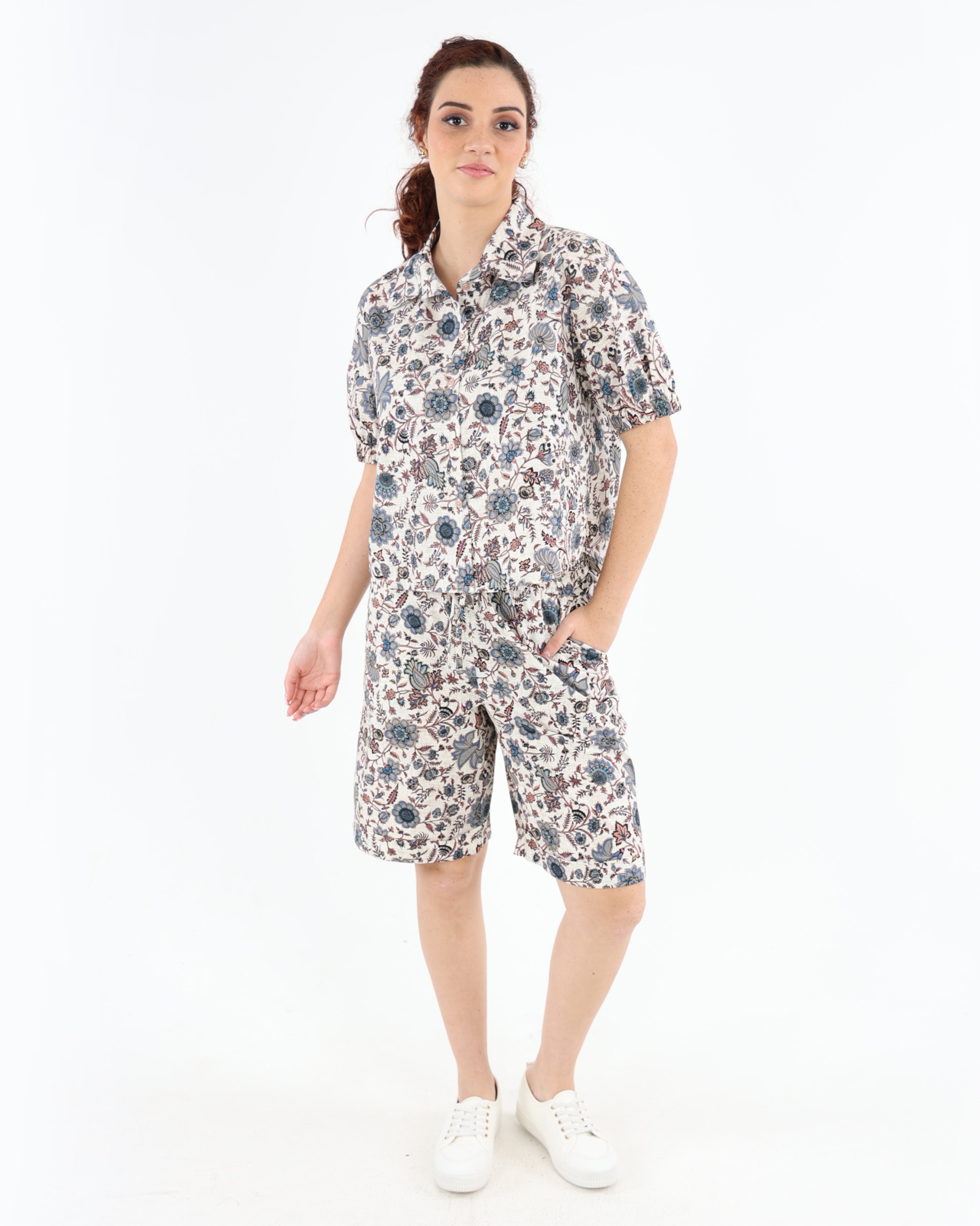 Paisley Print Cotton Shorts