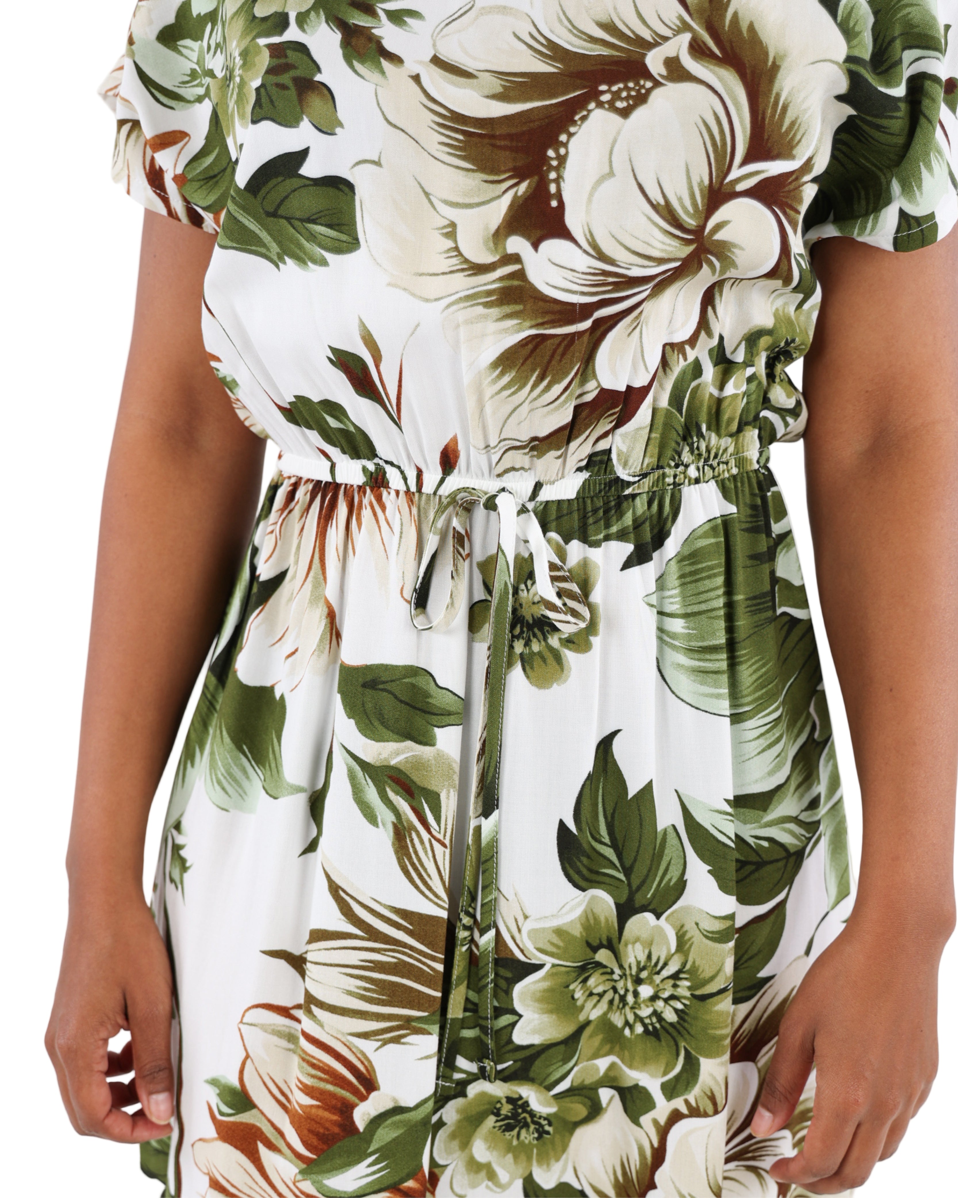 Short Sleeve Knee Length Floral Print Dress