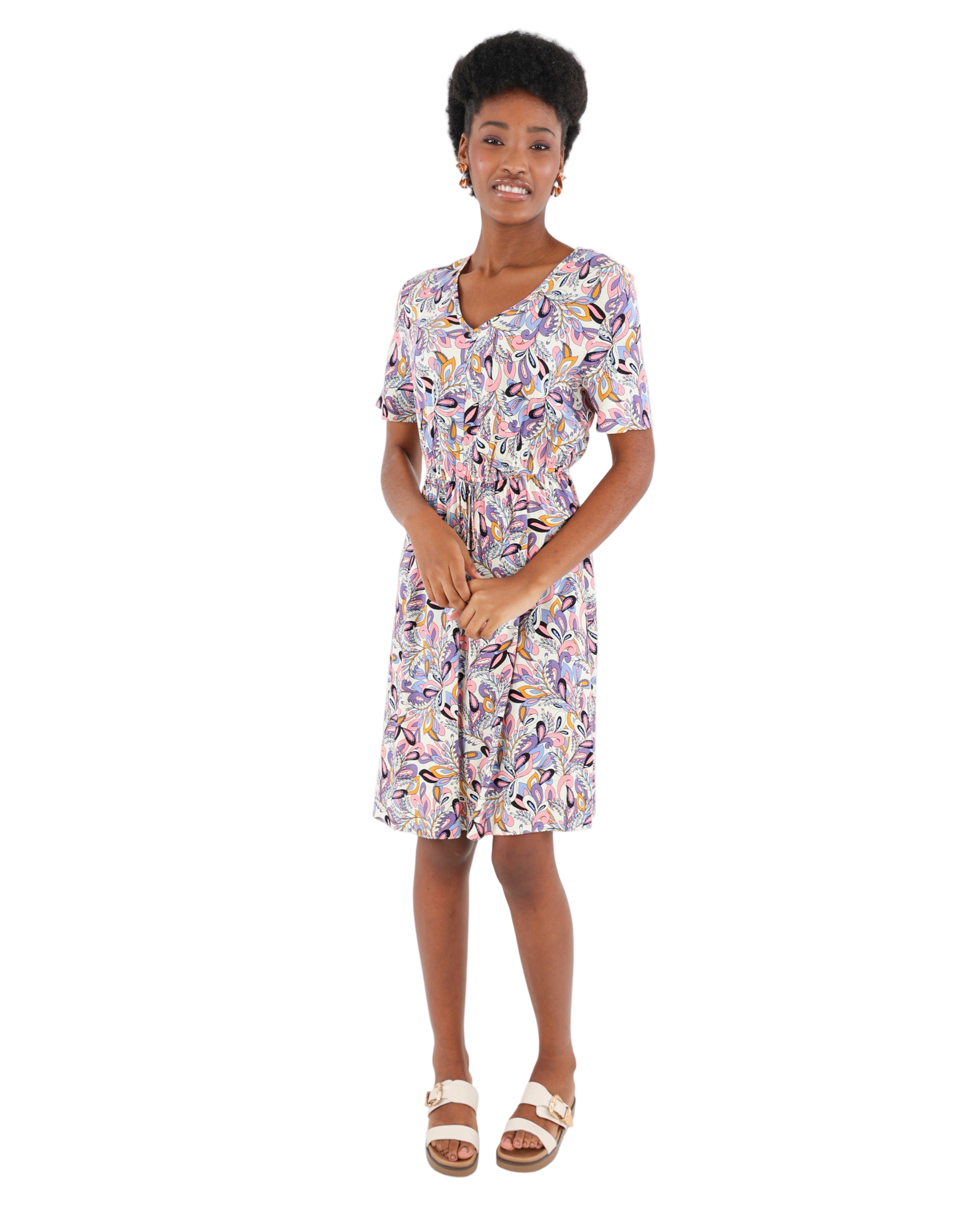 Paisley Print Short Sleeve Summer Dress