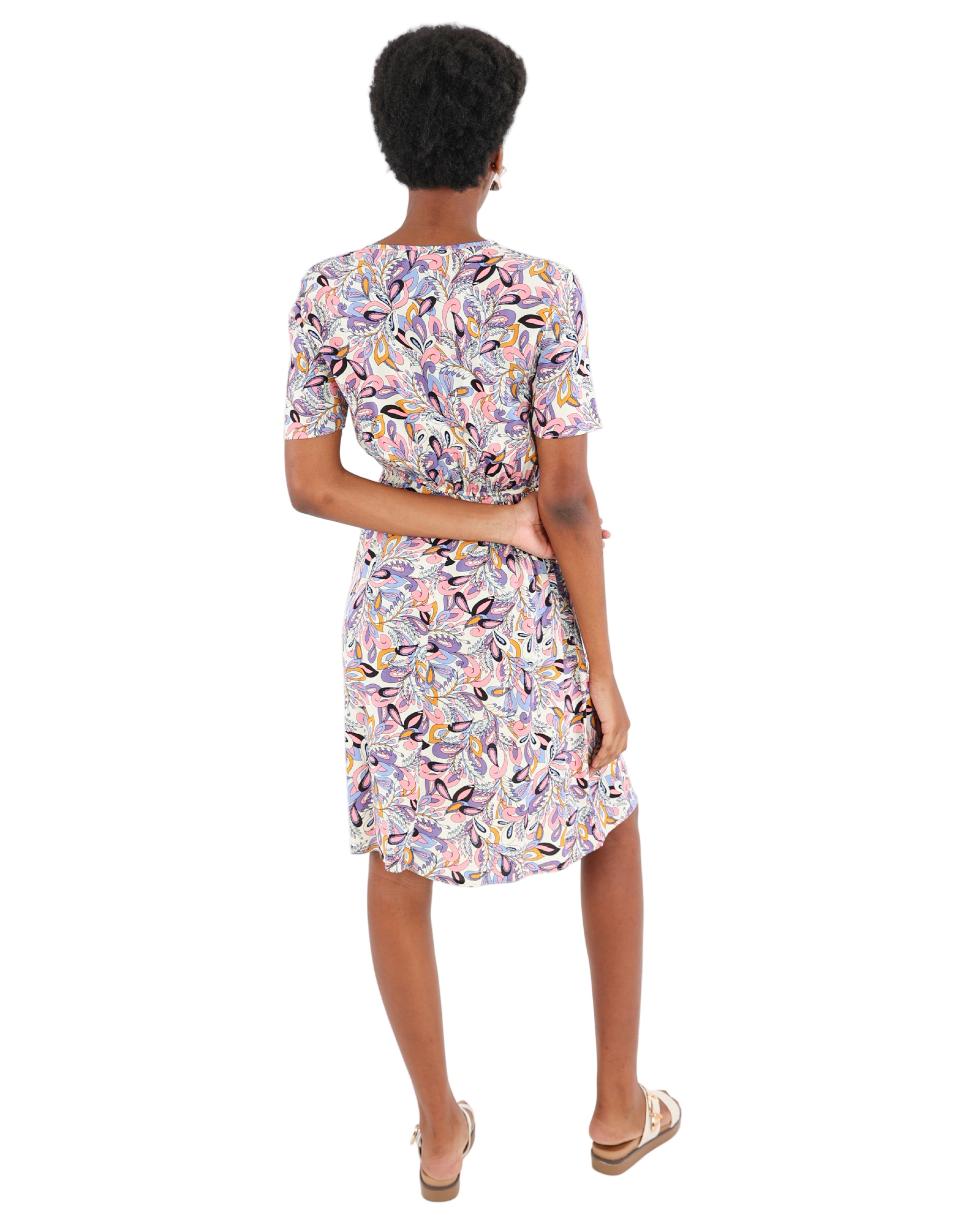 Paisley Print Short Sleeve Summer Dress