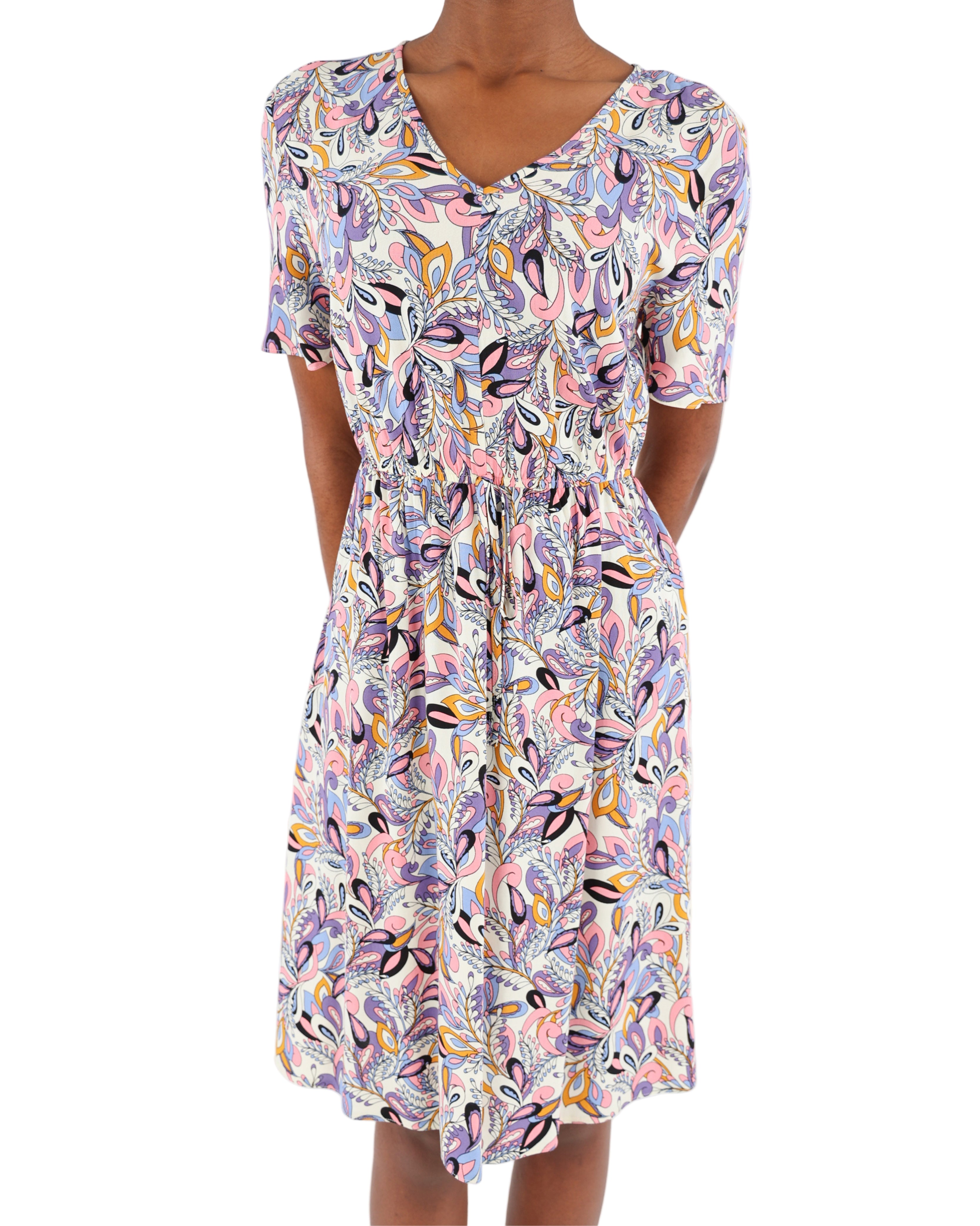 Paisley Print Short Sleeve Summer Dress