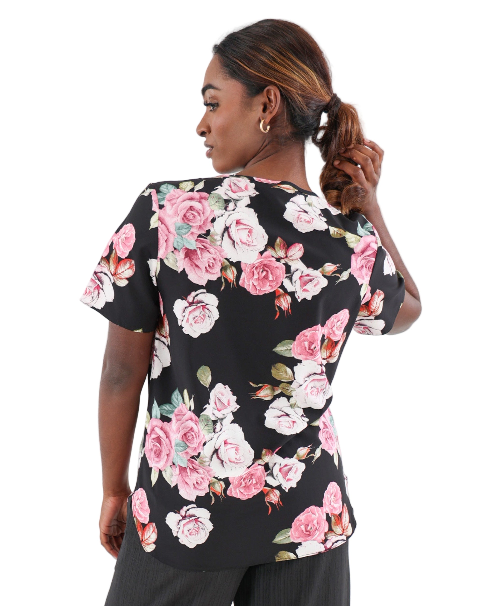 Short Sleeve Floral Print Blouse