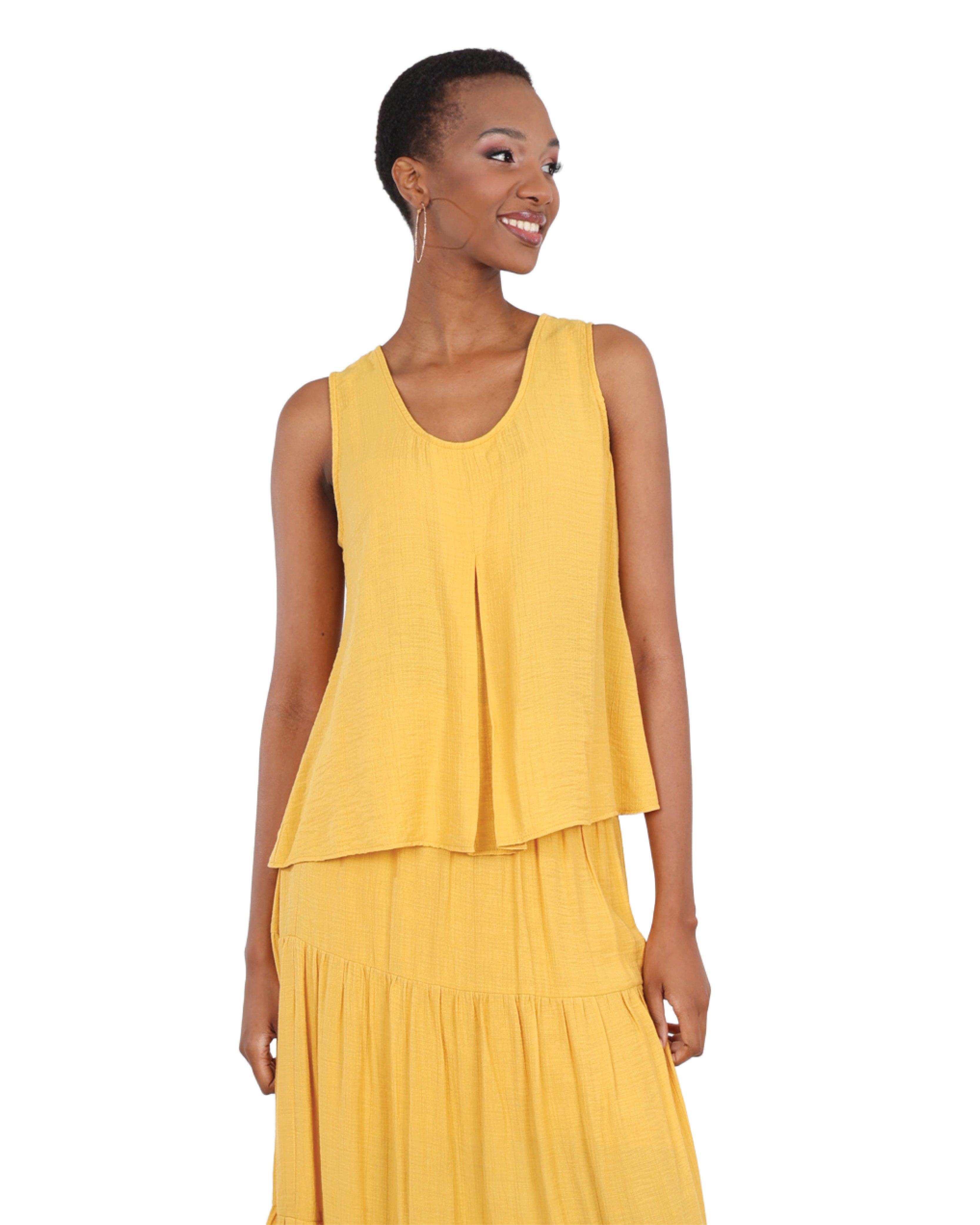 Yellow Sleeveless Swing Blouse