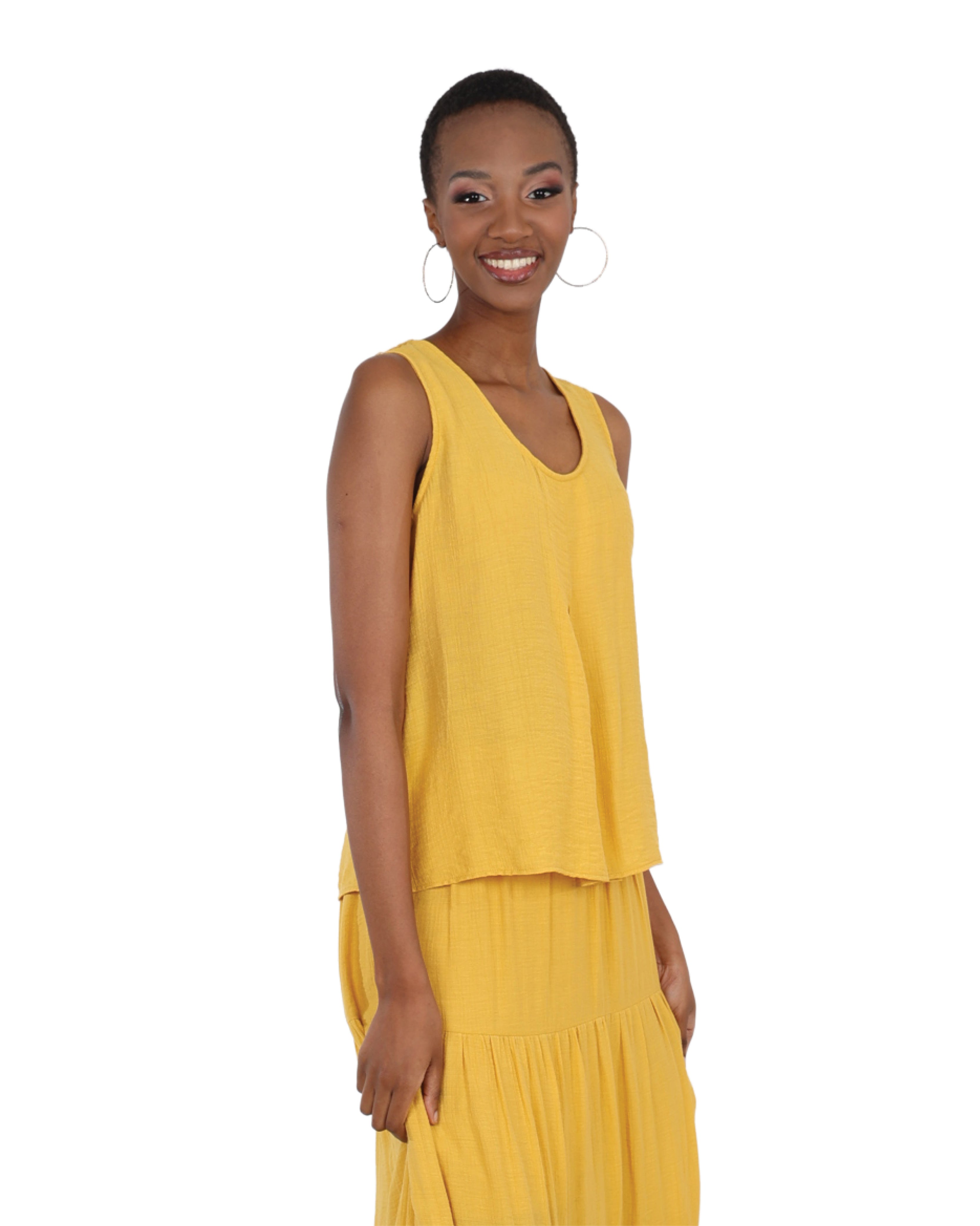 Yellow Sleeveless Swing Blouse