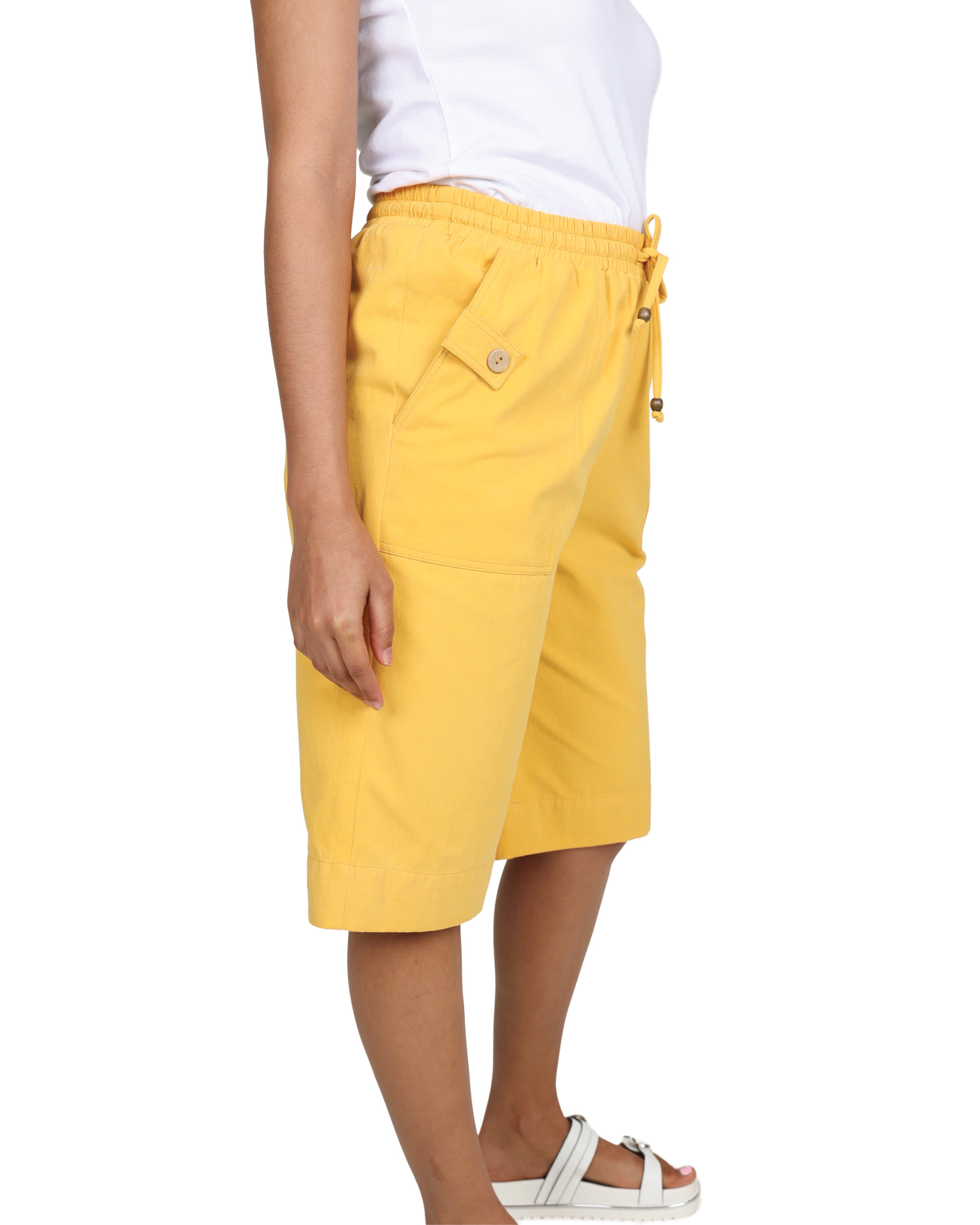 Yellow Elasticated Bermuda Shorts