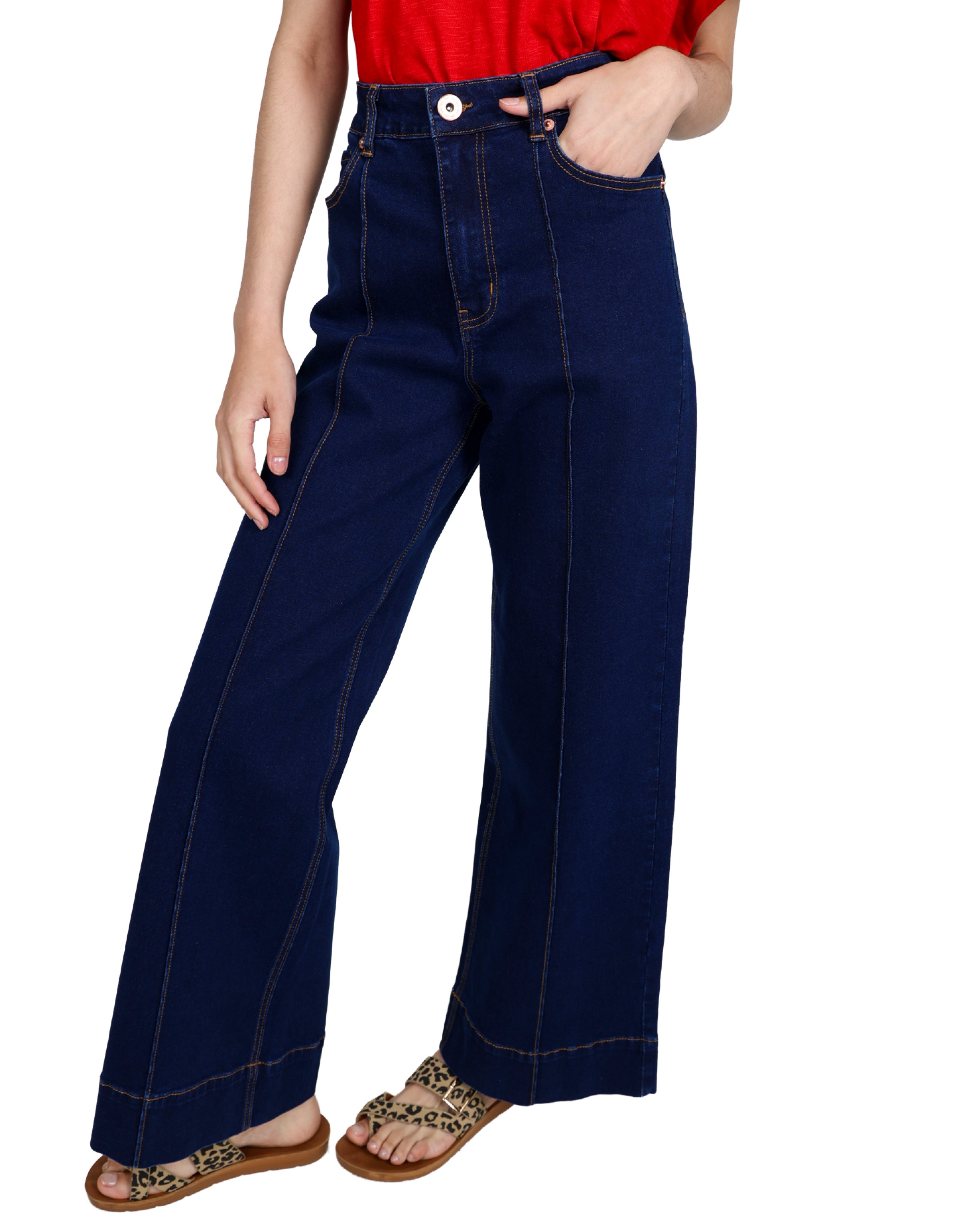 Dark Indigo Wide Leg Jeans