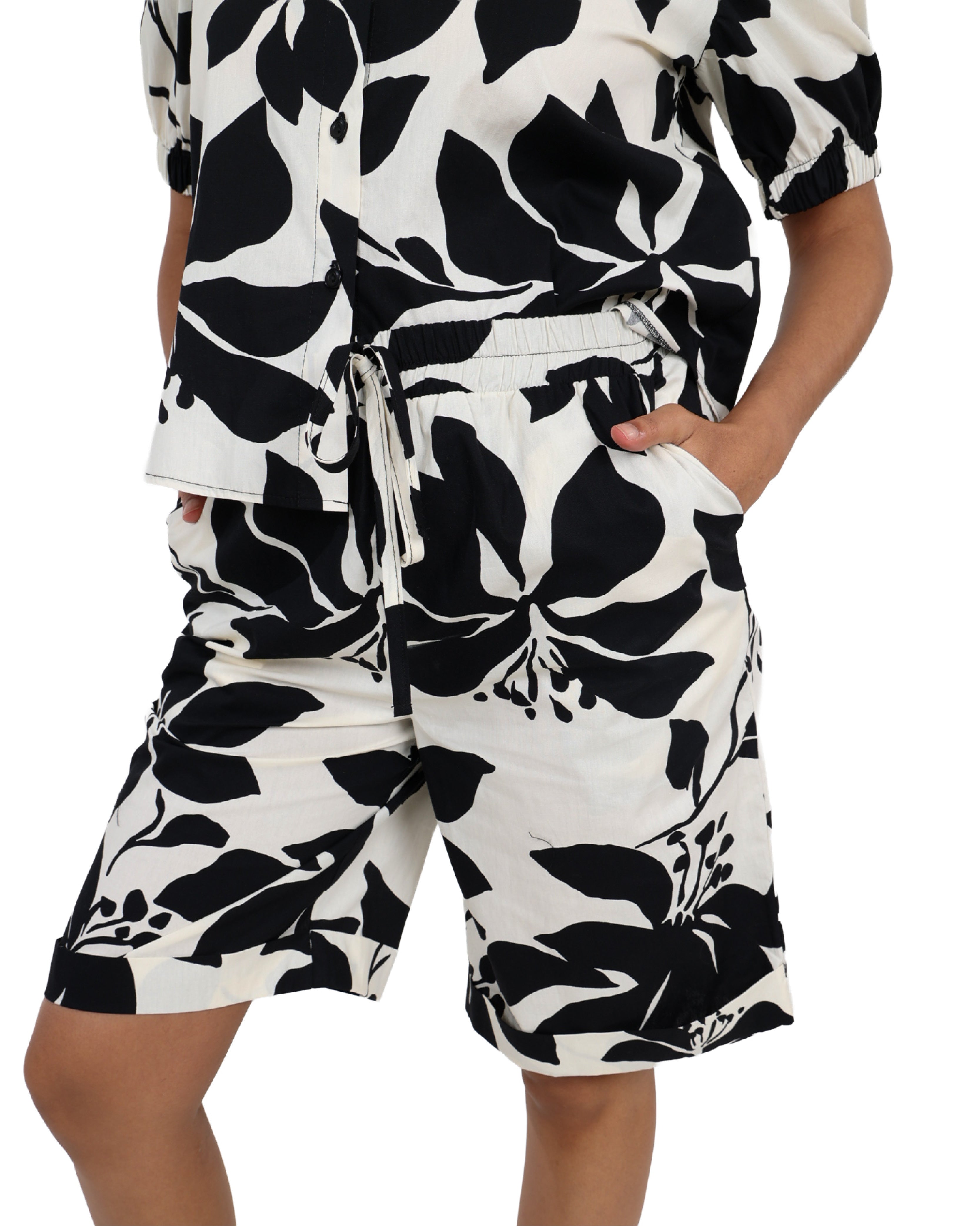 Monochrome Print Cotton Shorts