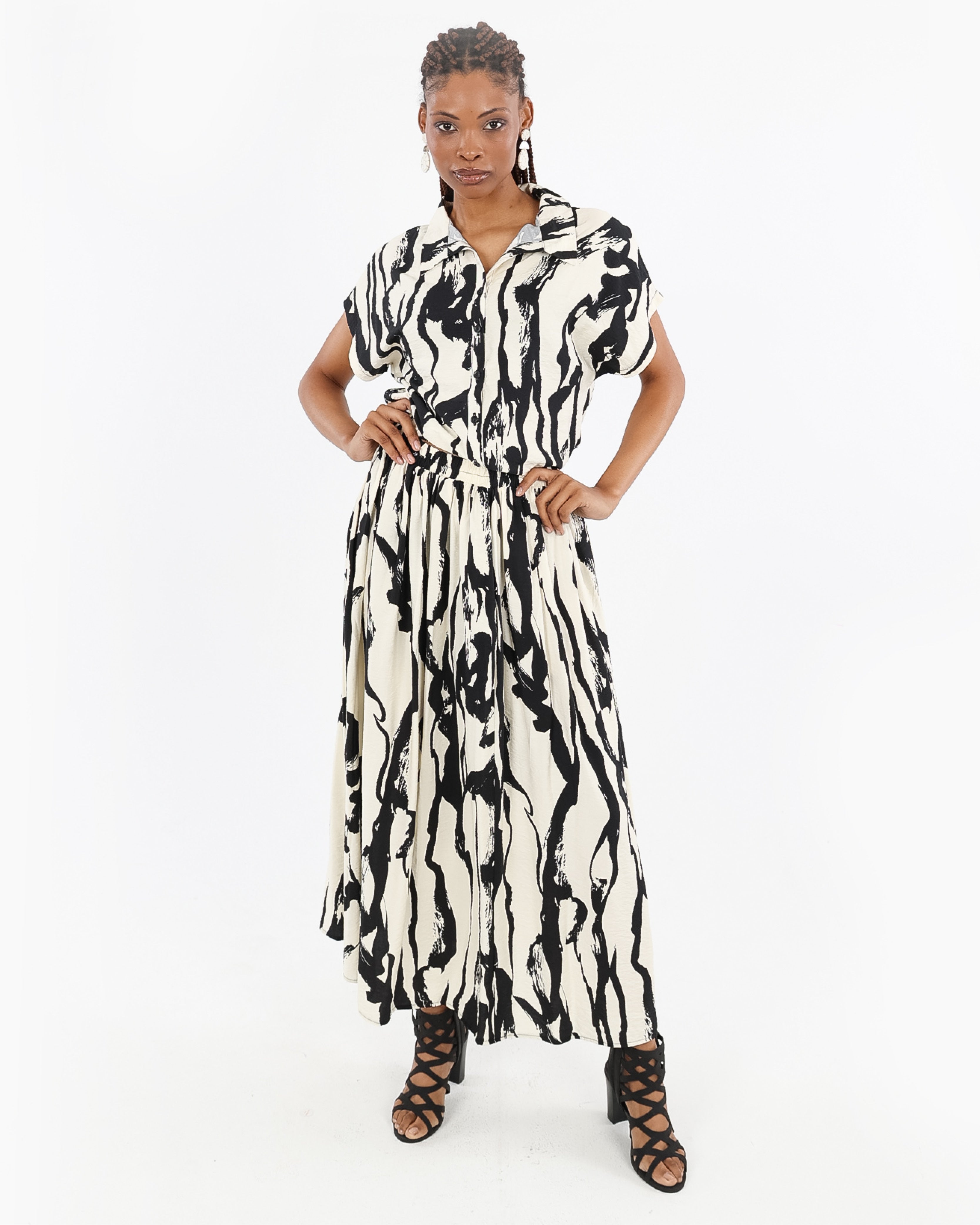 Brushstroke Zebra Maxi Skirt