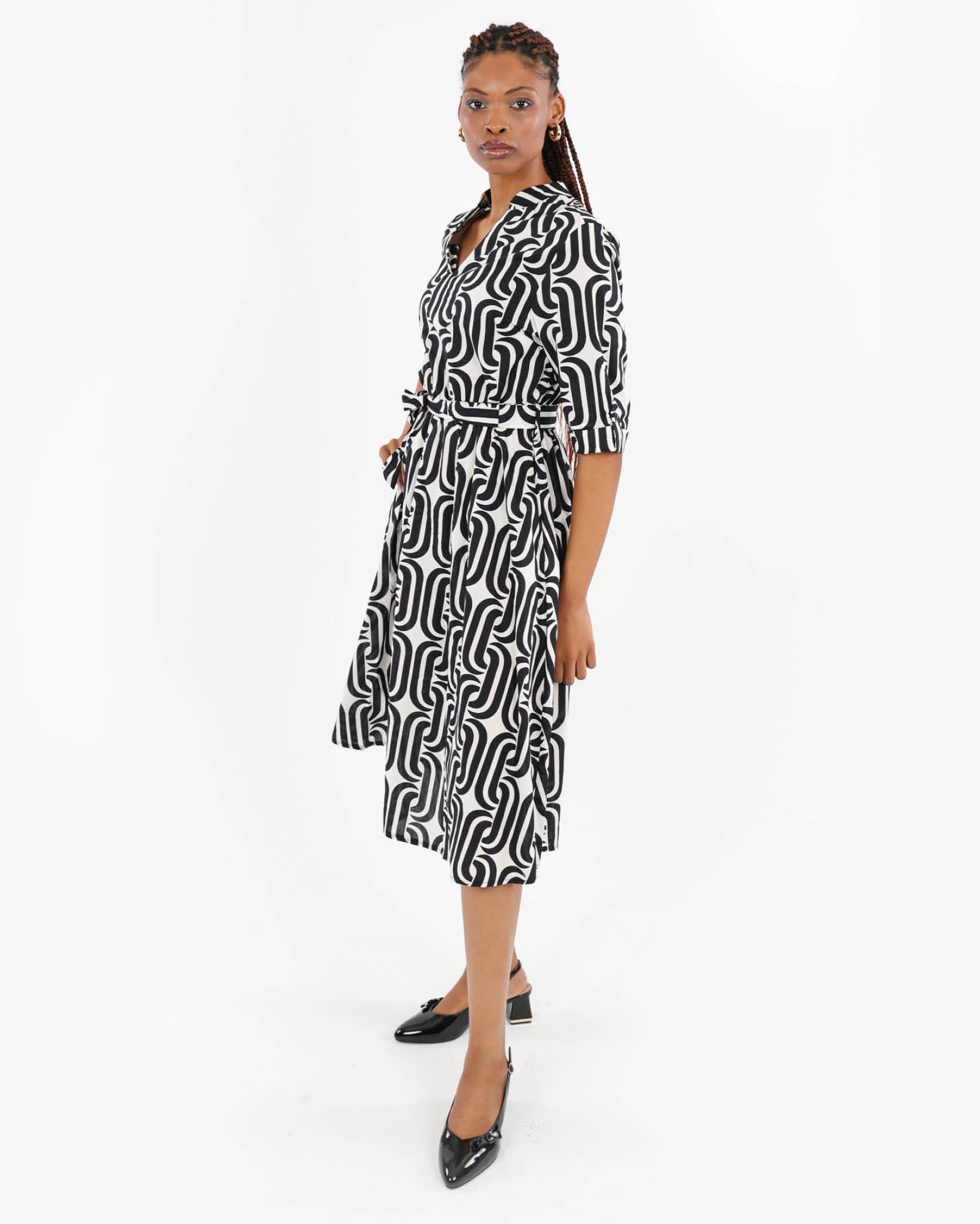 Geometric Print Midi Dress