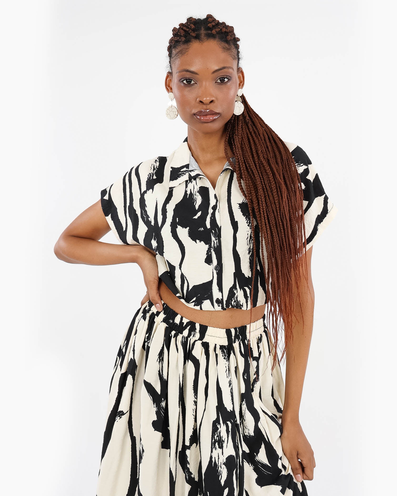 Brushstroke Zebra Cropped Shirt