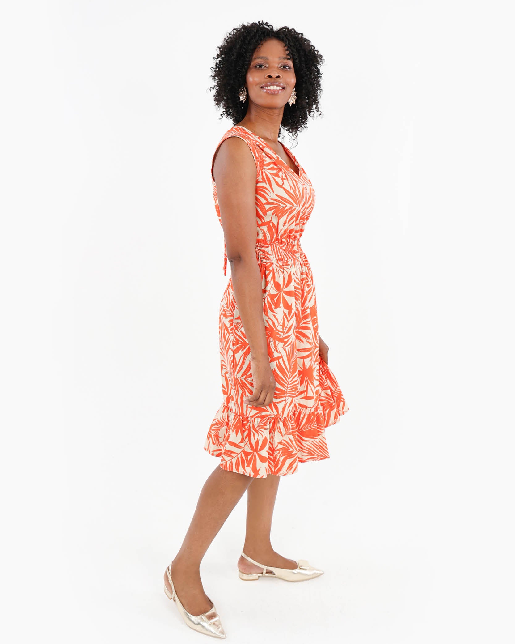 Ruched Waist Print Dress