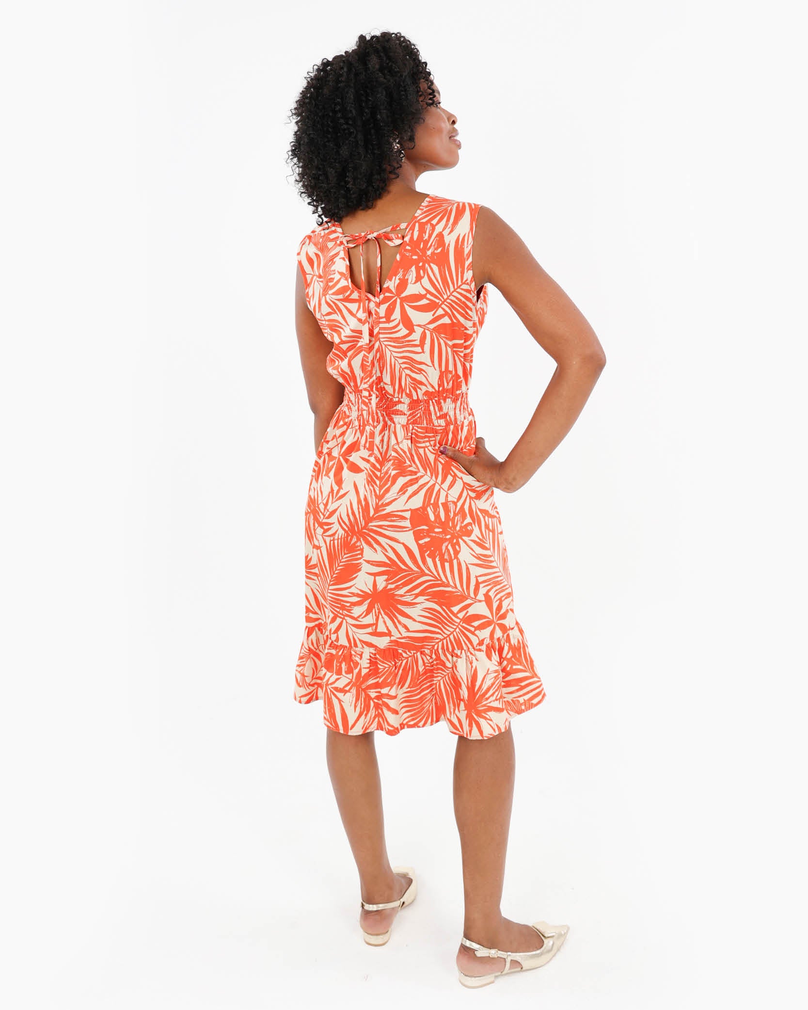 Ruched Waist Print Dress