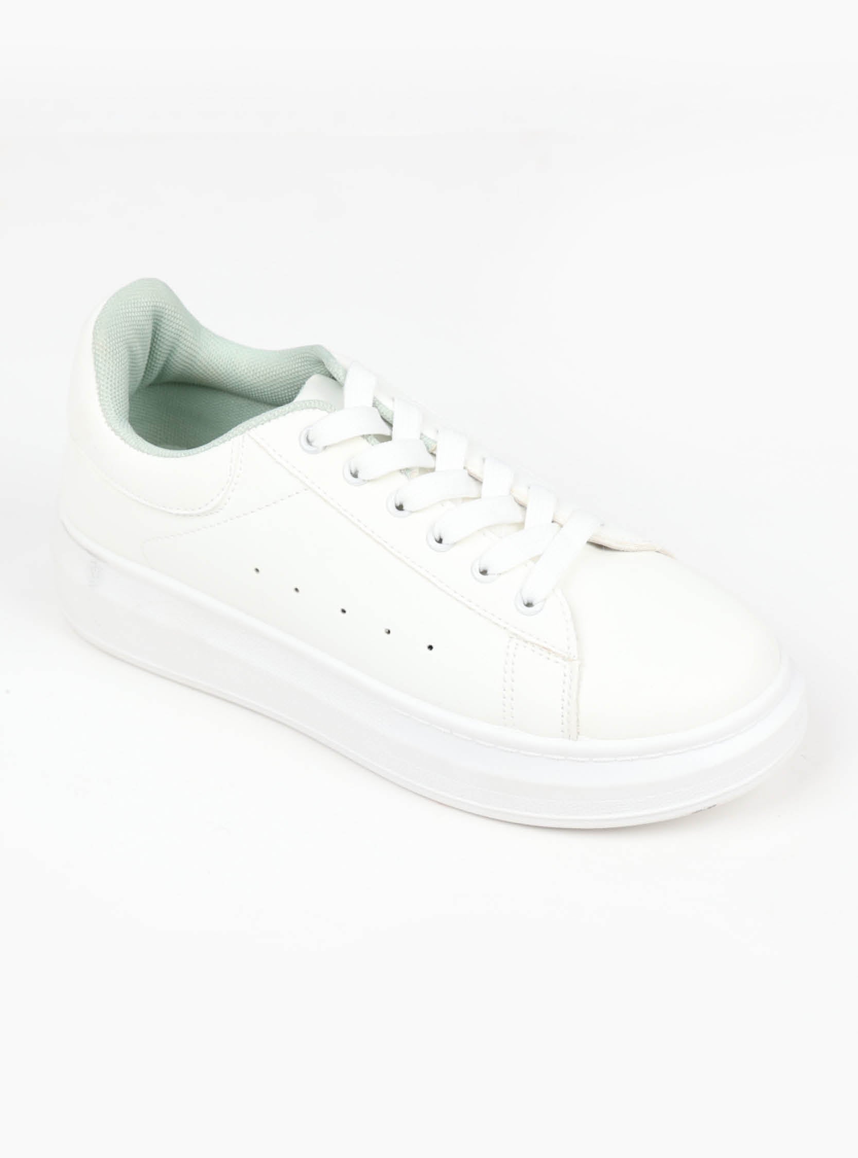 White/Sage Platform Sneaker