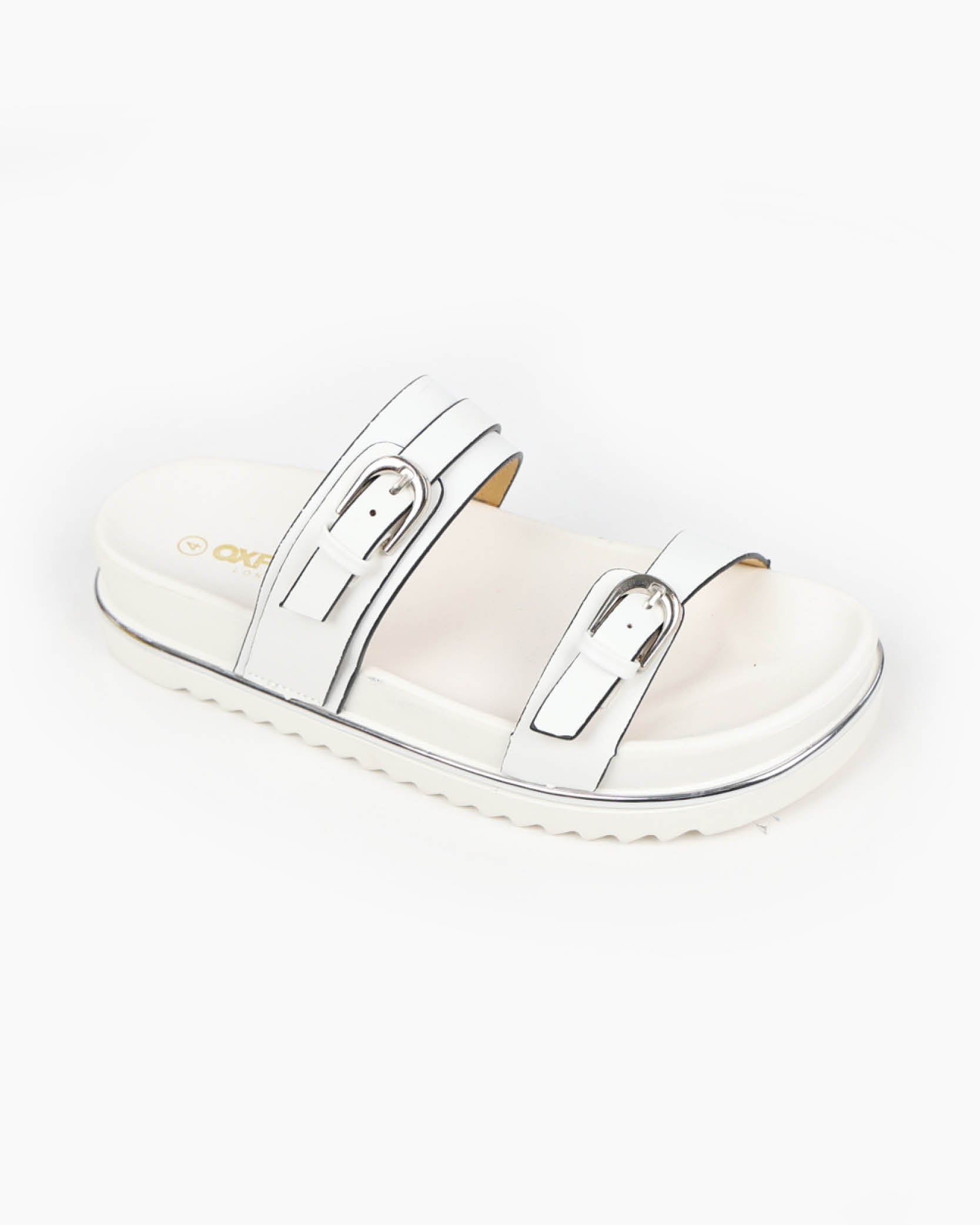 White Cleated Flatform Mules