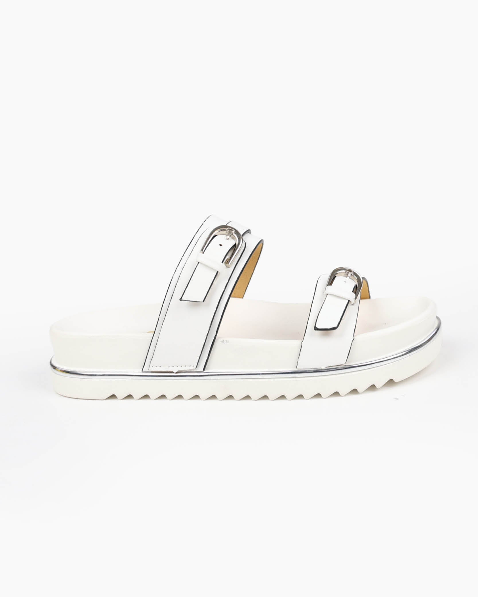 White Cleated Flatform Mules