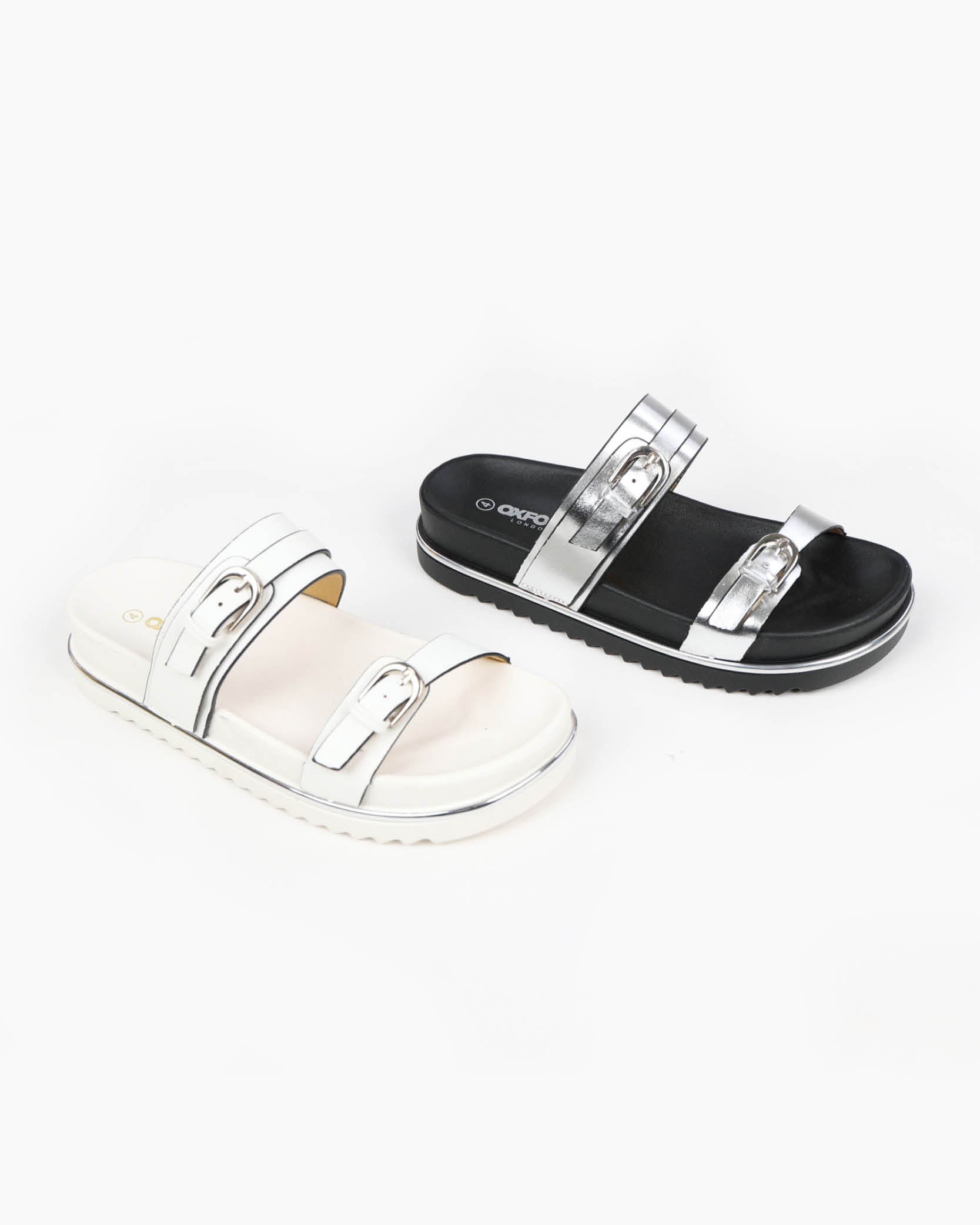 White Cleated Flatform Mules