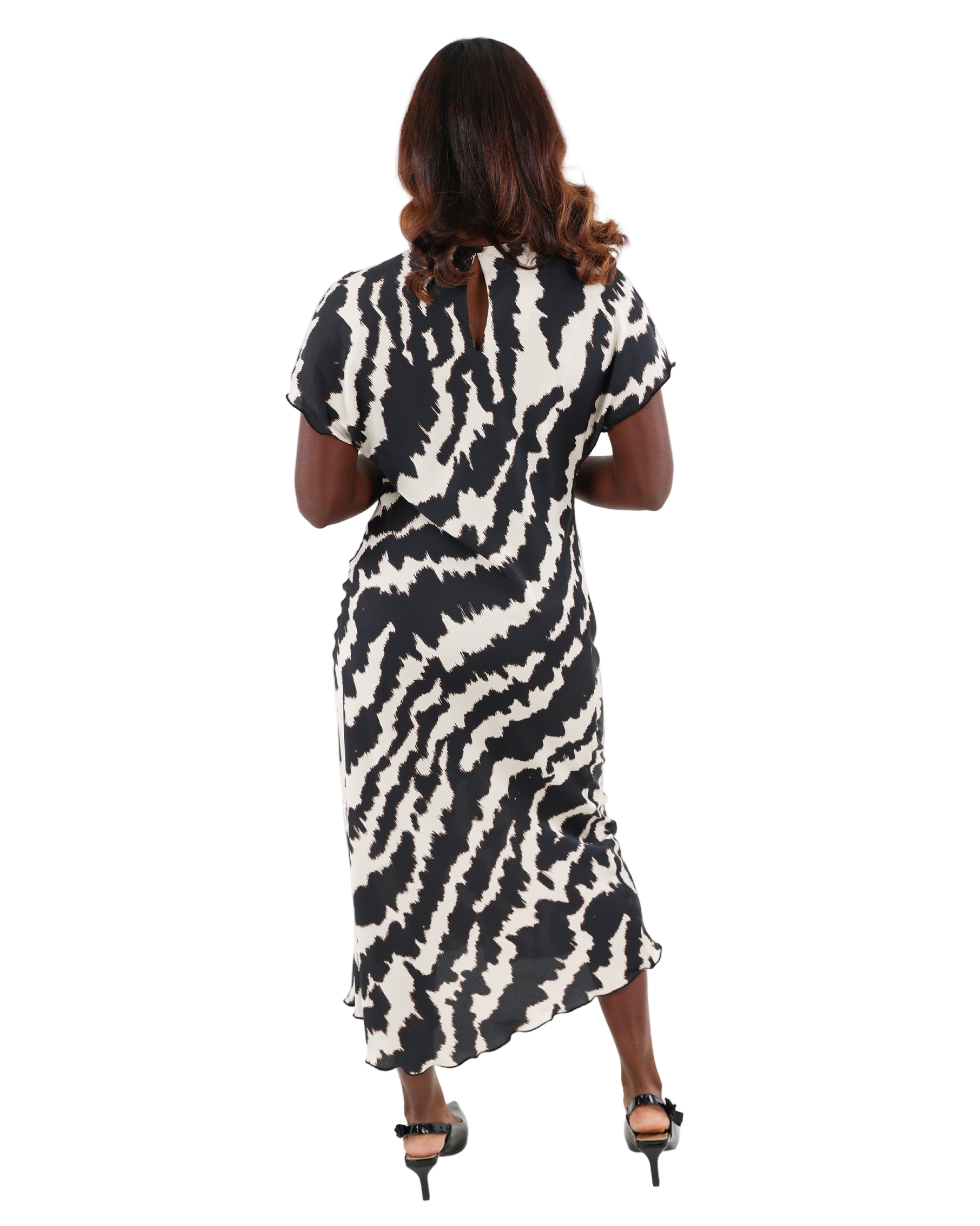 Bias Cut Printed Midi Dress