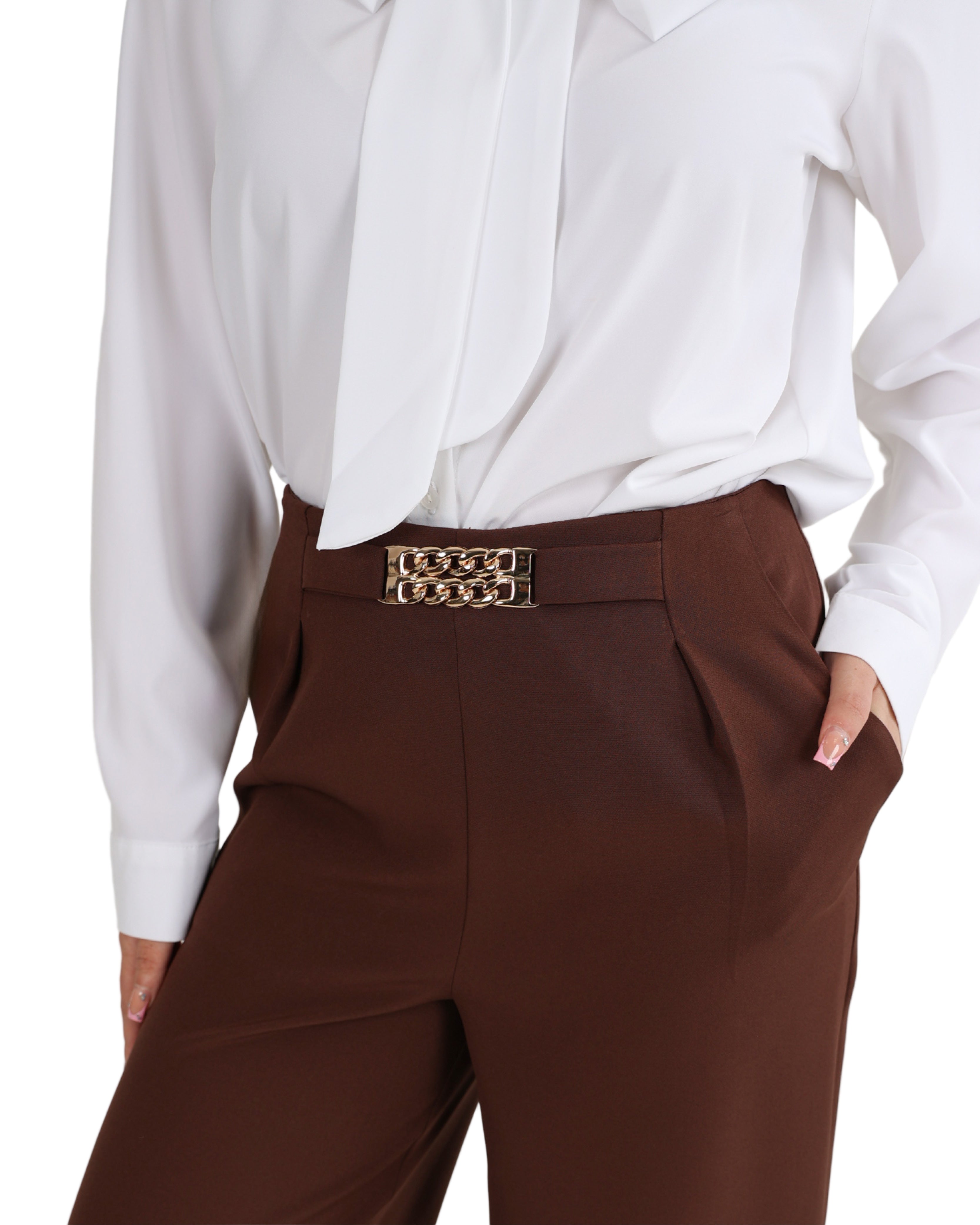 Wide Leg Pants with Trim Detail