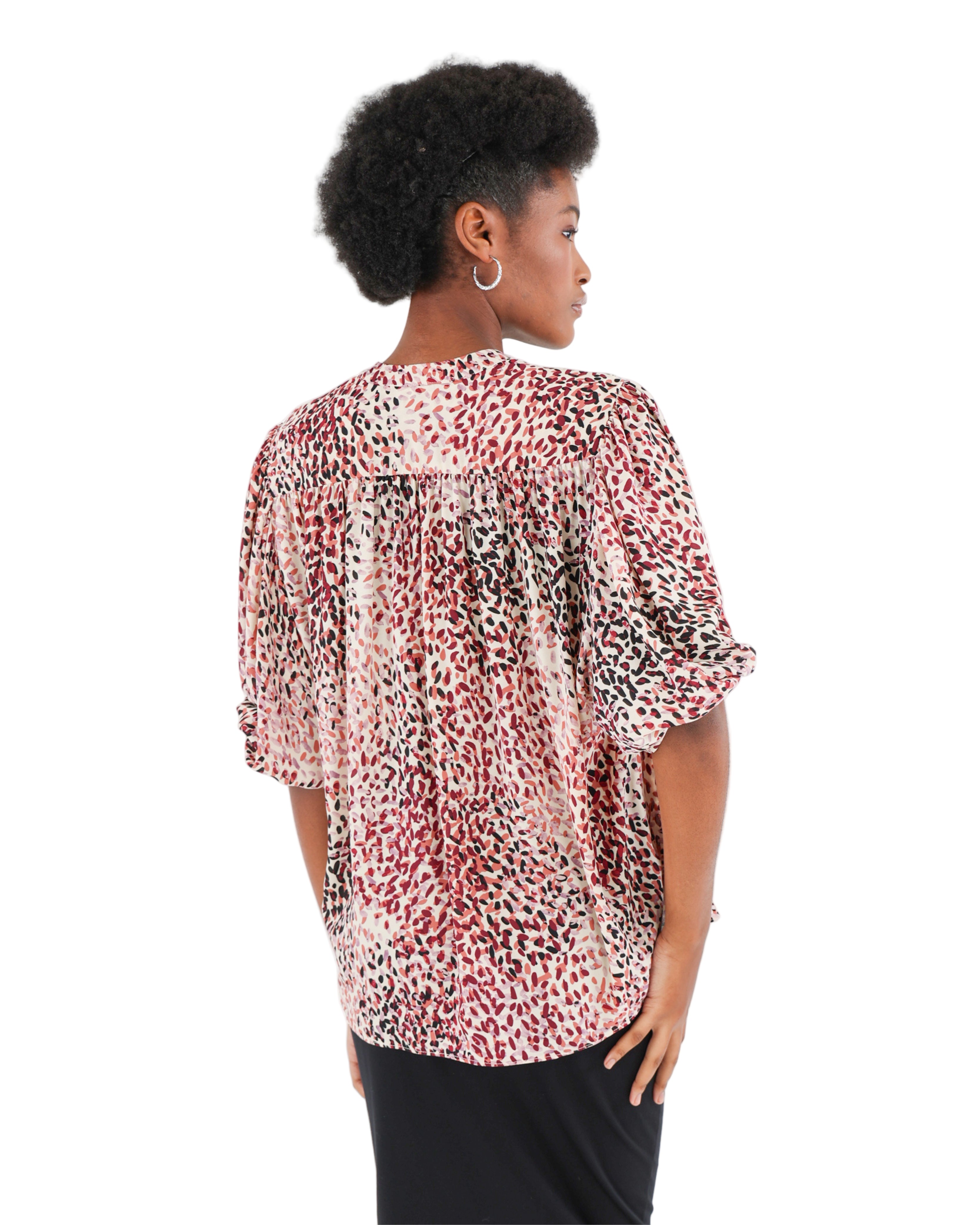 Puff Sleeve Animal Print Blouse