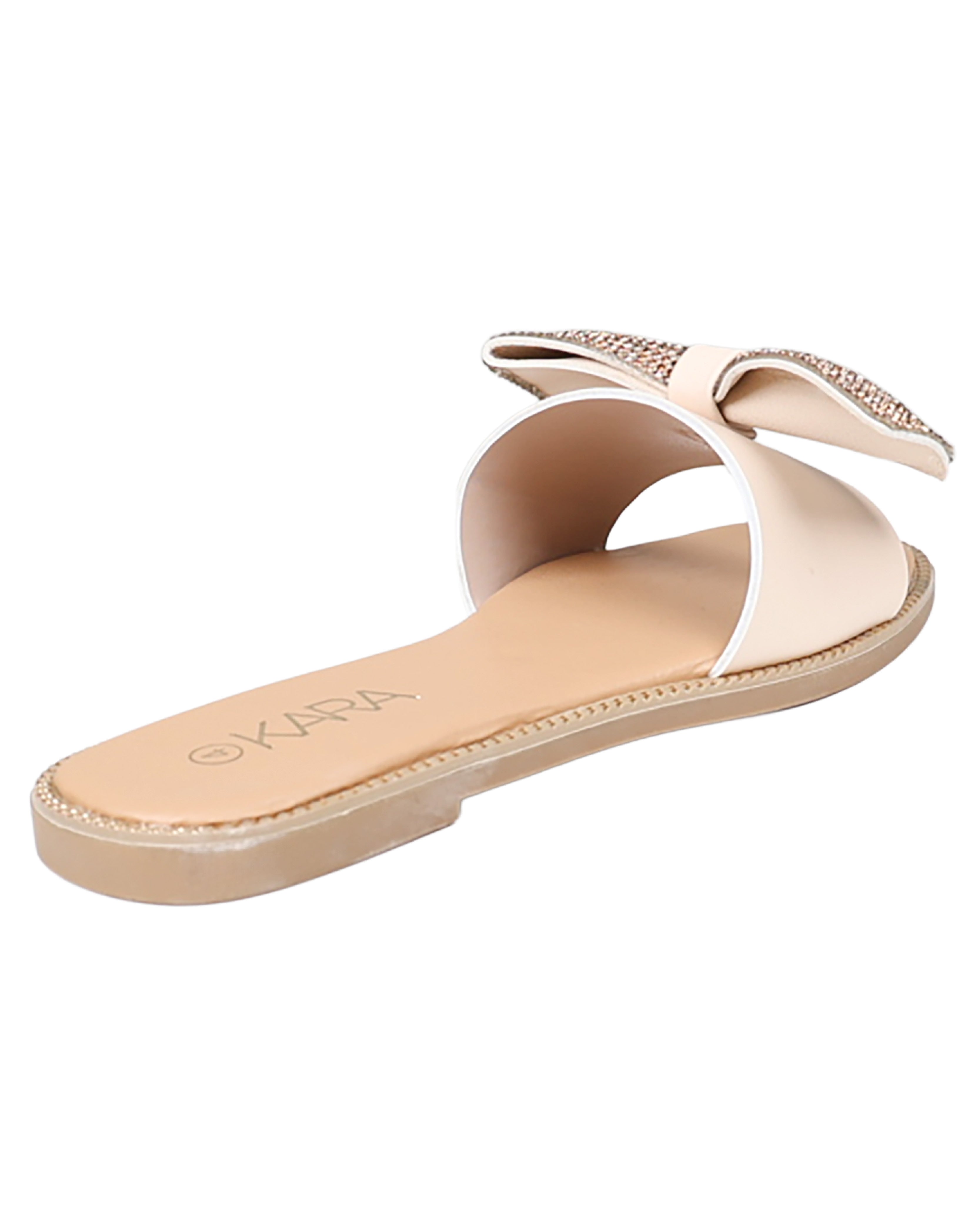 Nude Embellished Bow Detail Mule