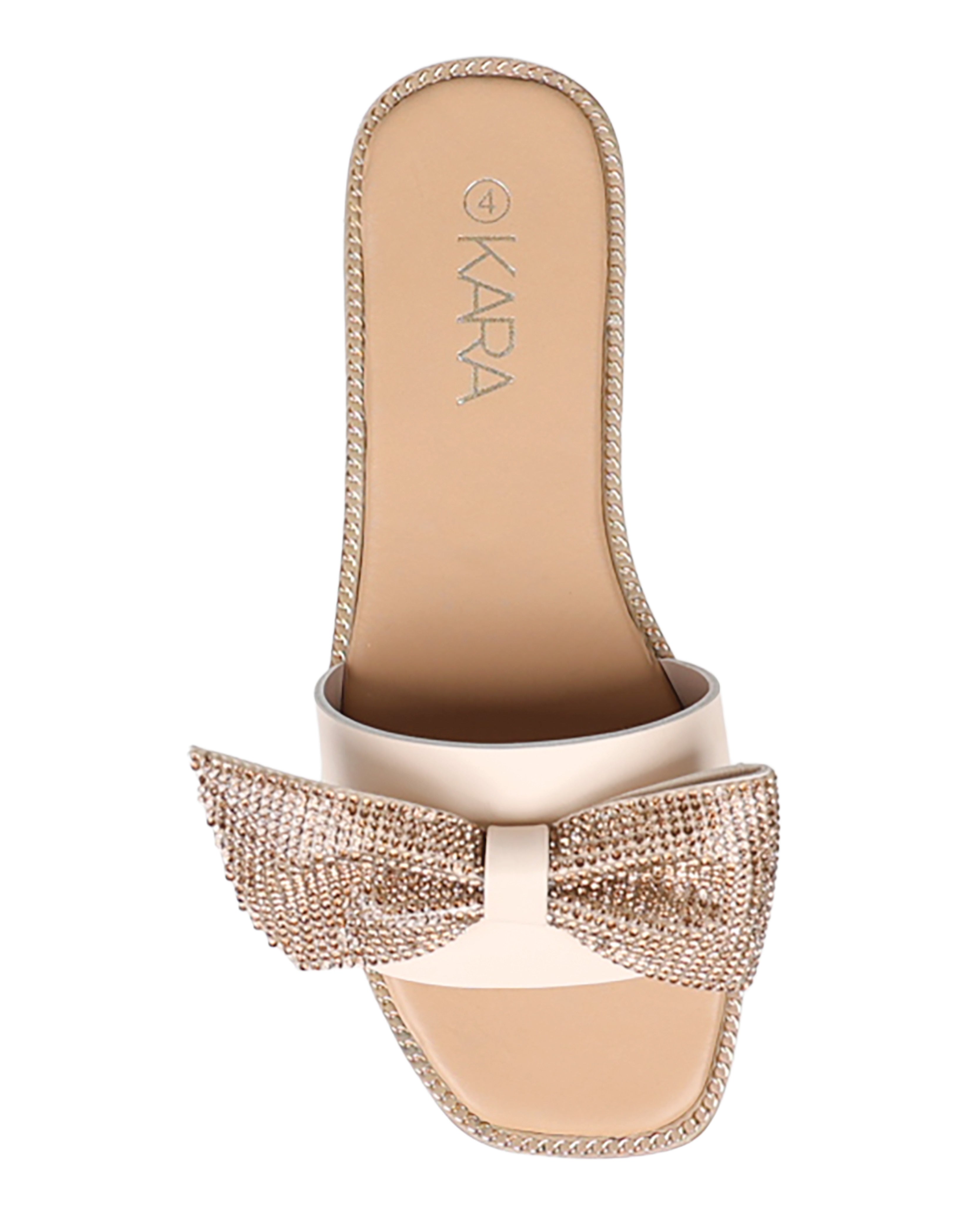 Nude Embellished Bow Detail Mule